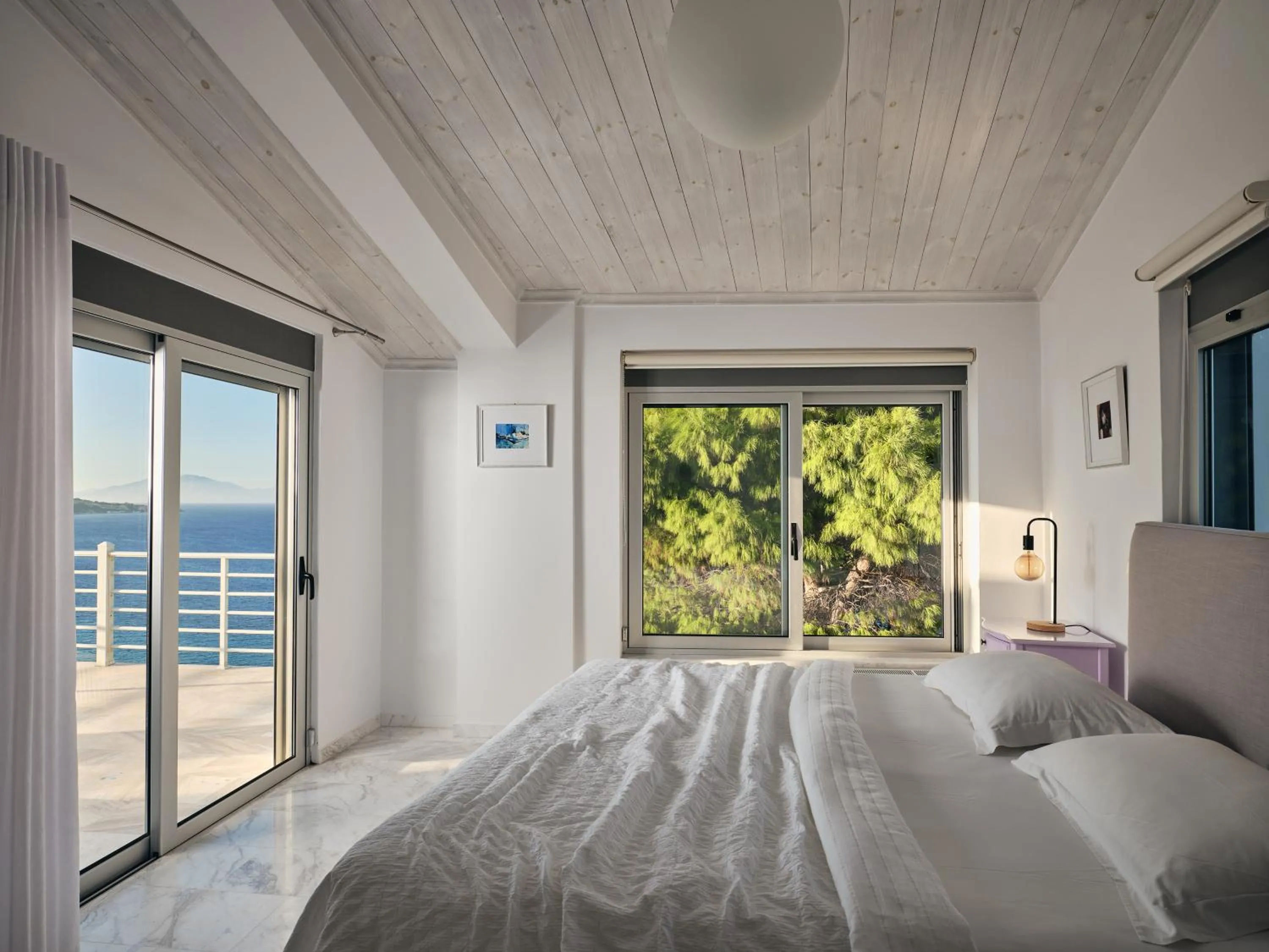 Bed in Iconic Ionian Mudita Villa, By ThinkVilla