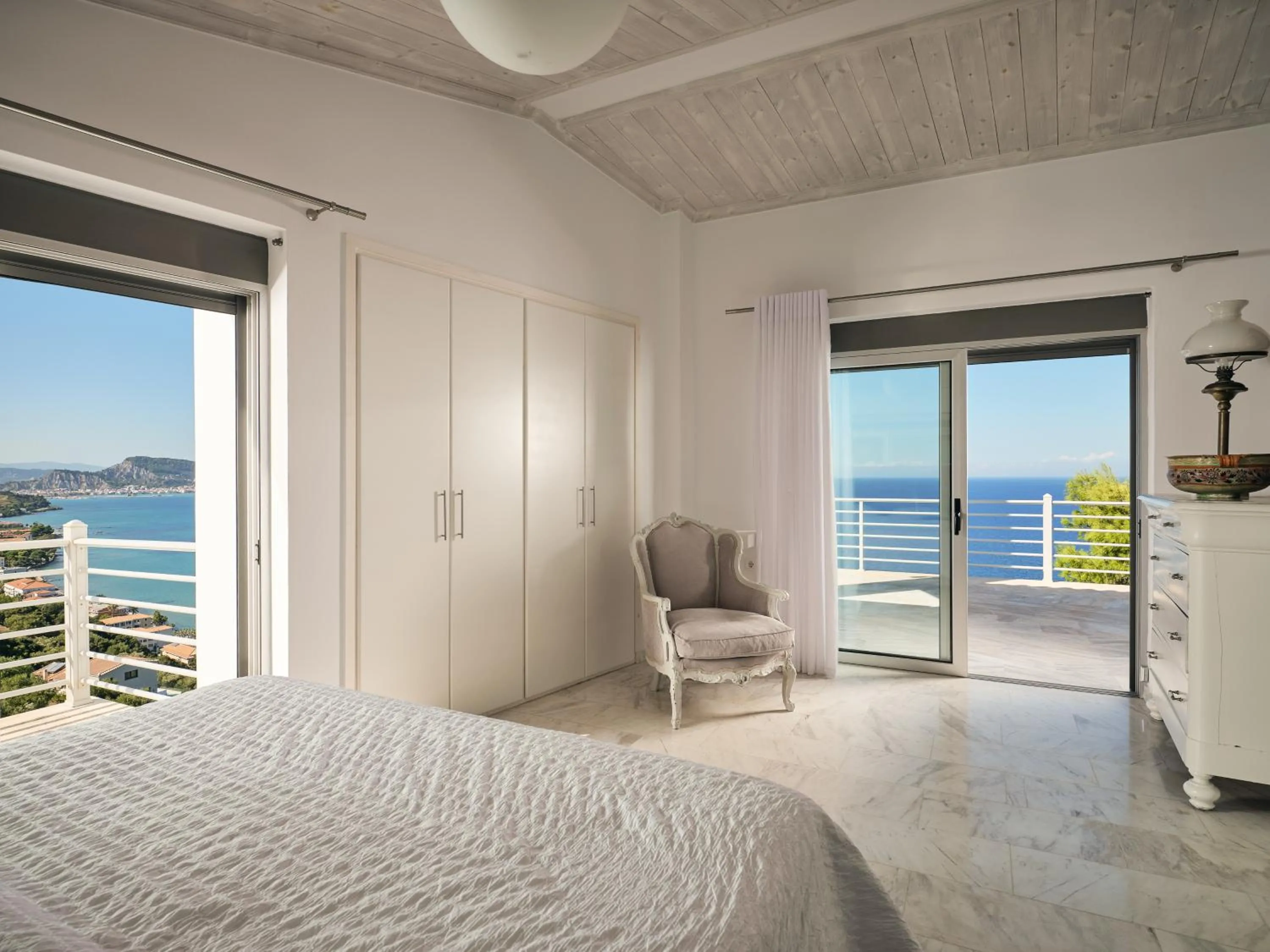 Bed in Iconic Ionian Mudita Villa, By ThinkVilla