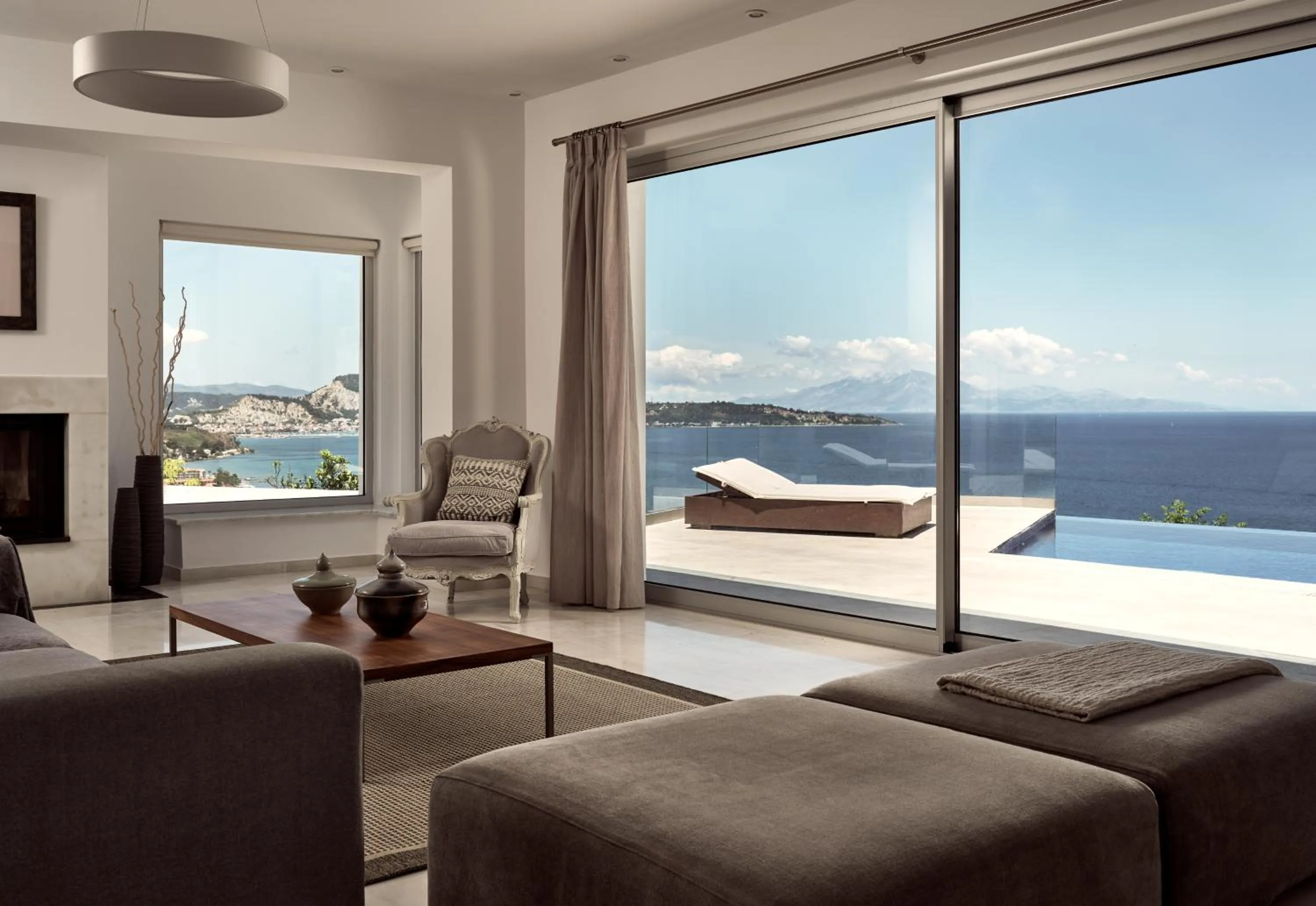 Living room in Iconic Ionian Mudita Villa, By ThinkVilla