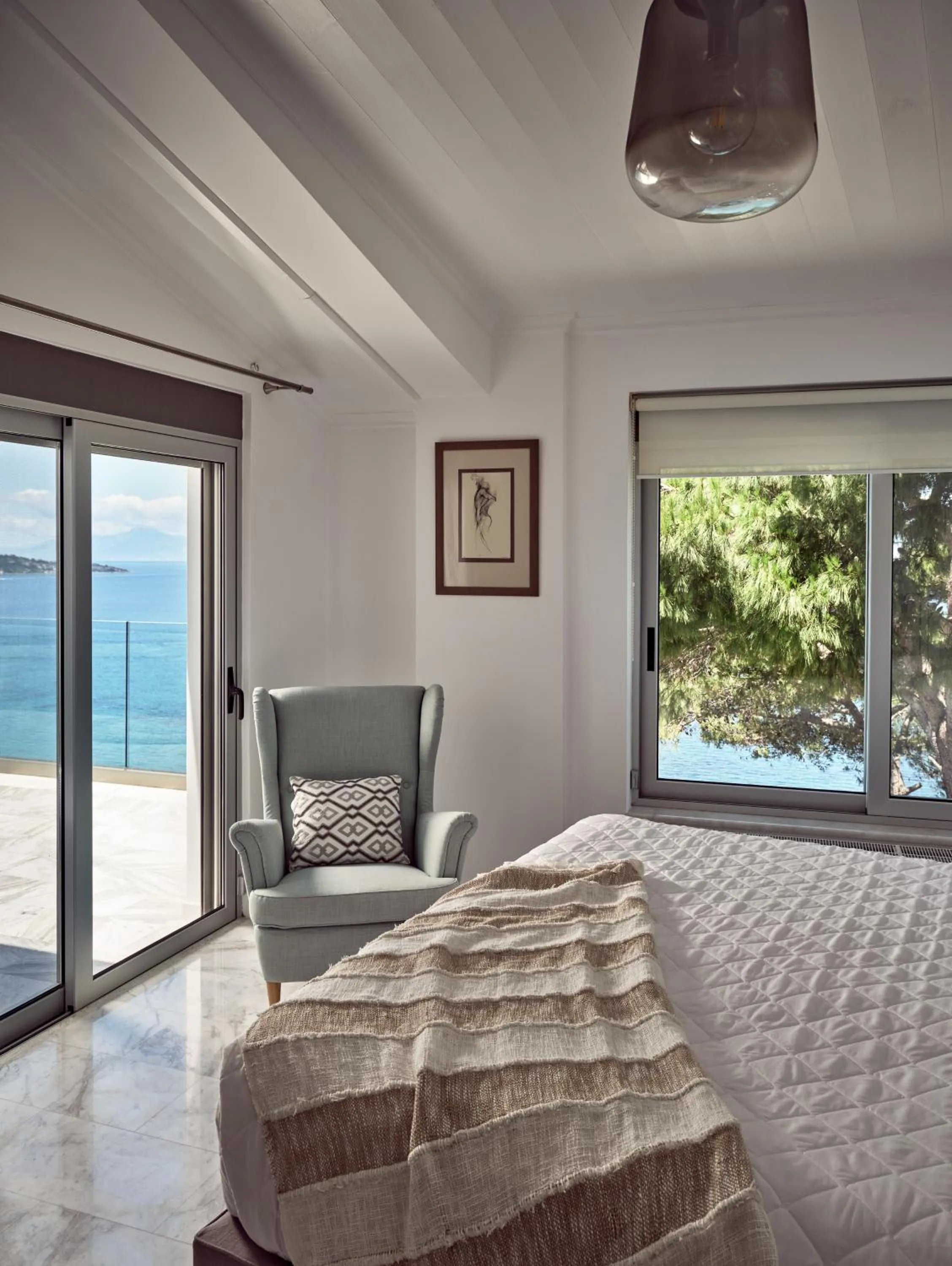 Bed in Iconic Ionian Mudita Villa, By ThinkVilla