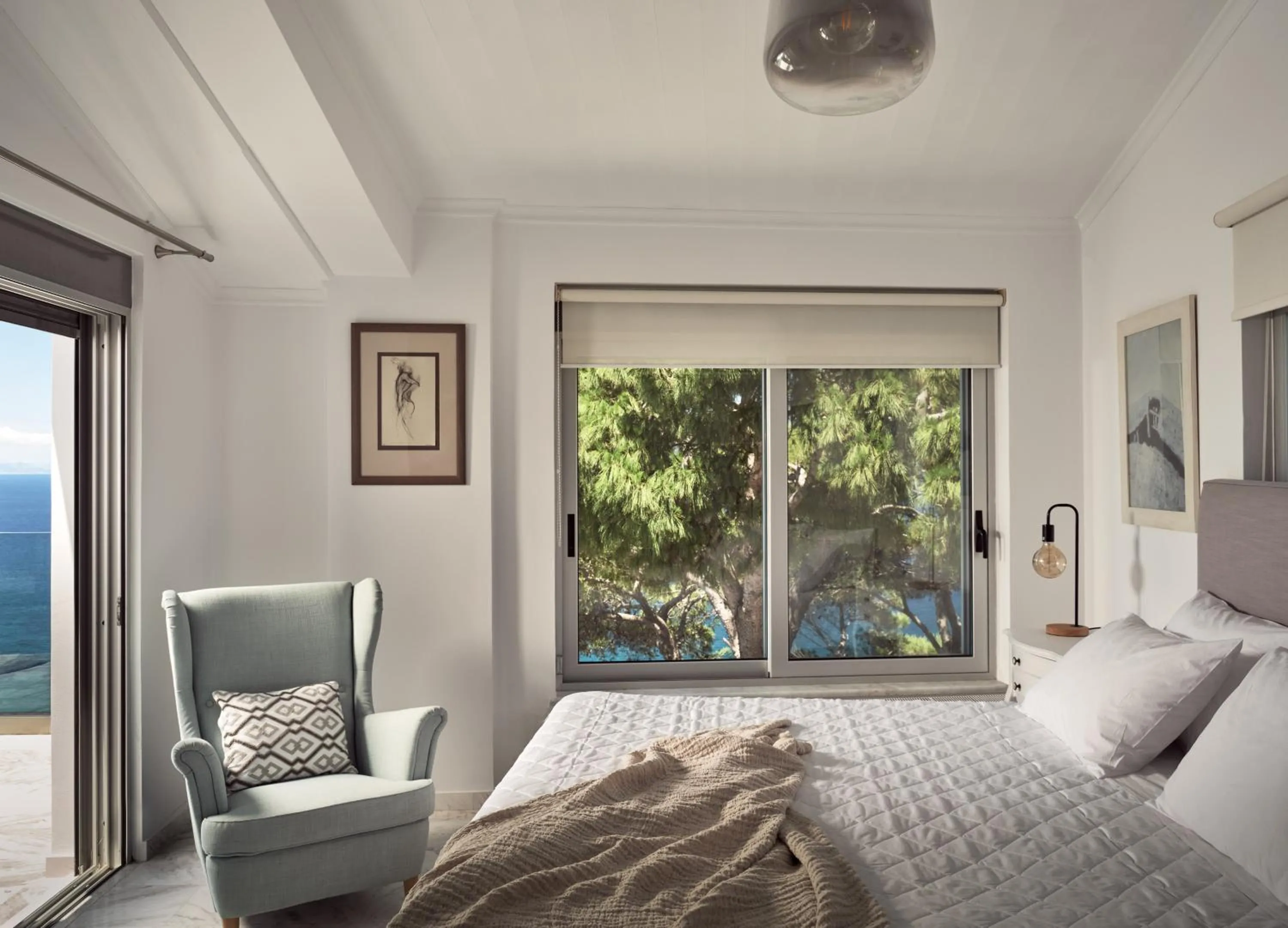 Bed in Iconic Ionian Mudita Villa, By ThinkVilla