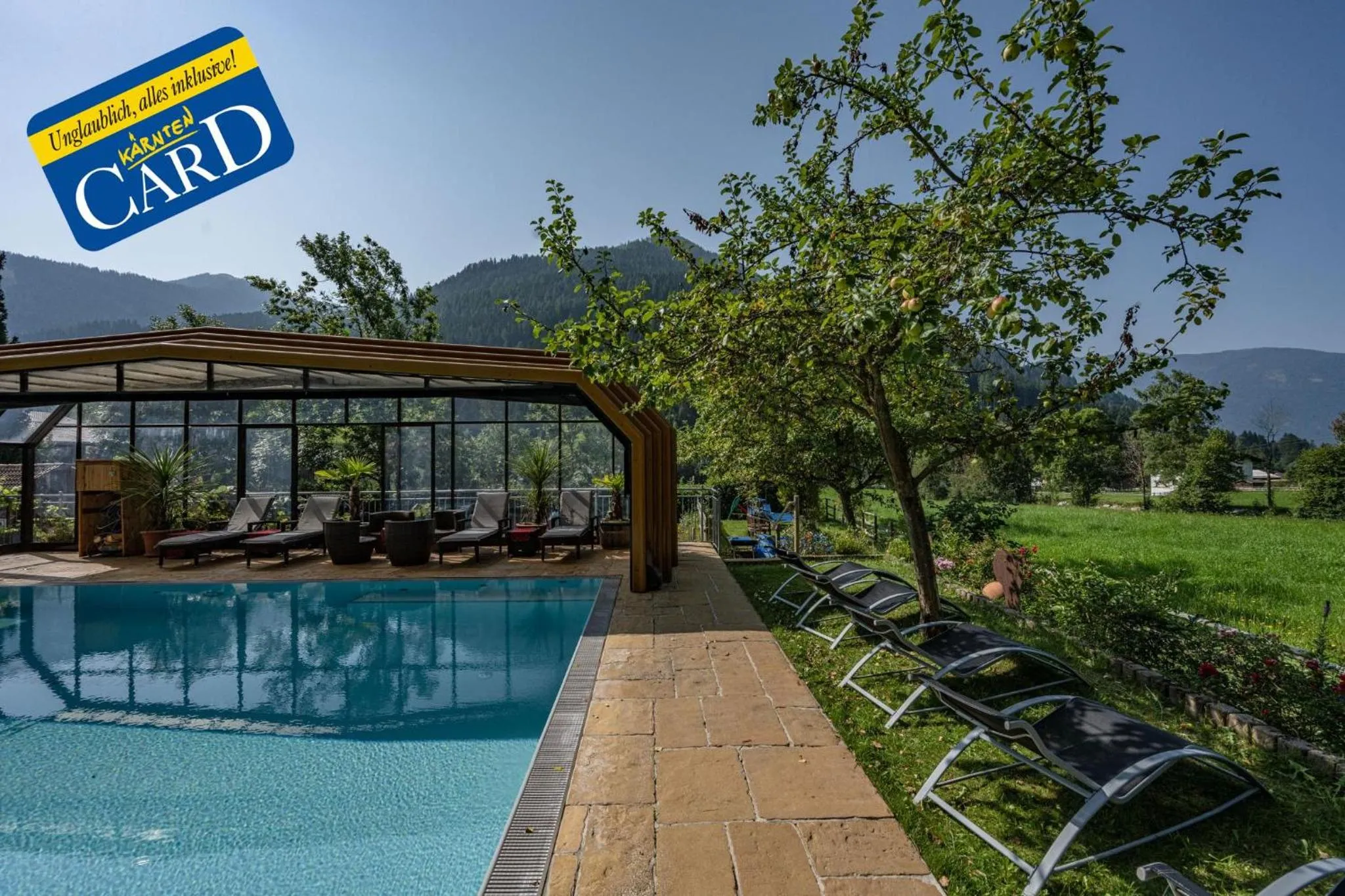 Pool view in Genusshotel Almrausch