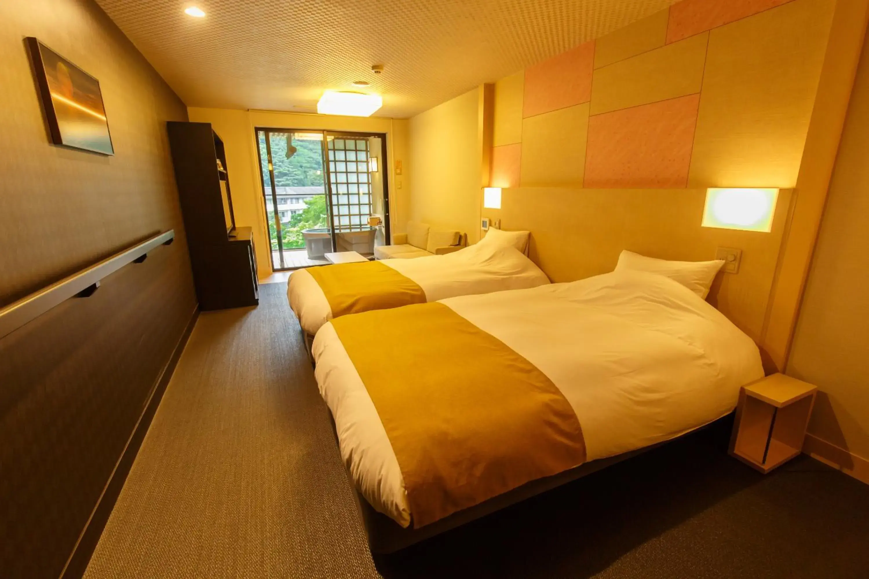 Standard Twin Room with Open-Air Bath in Tsukino Yado Sara Standard Twin Room with Open-Air Bath in Tsukino Yado Sara