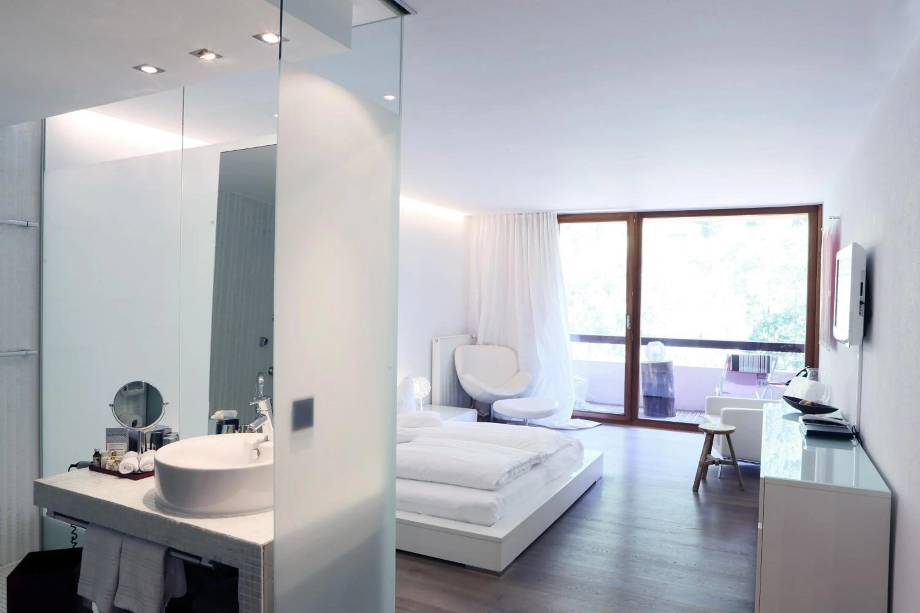 Bathroom, Bed in Walliserhof