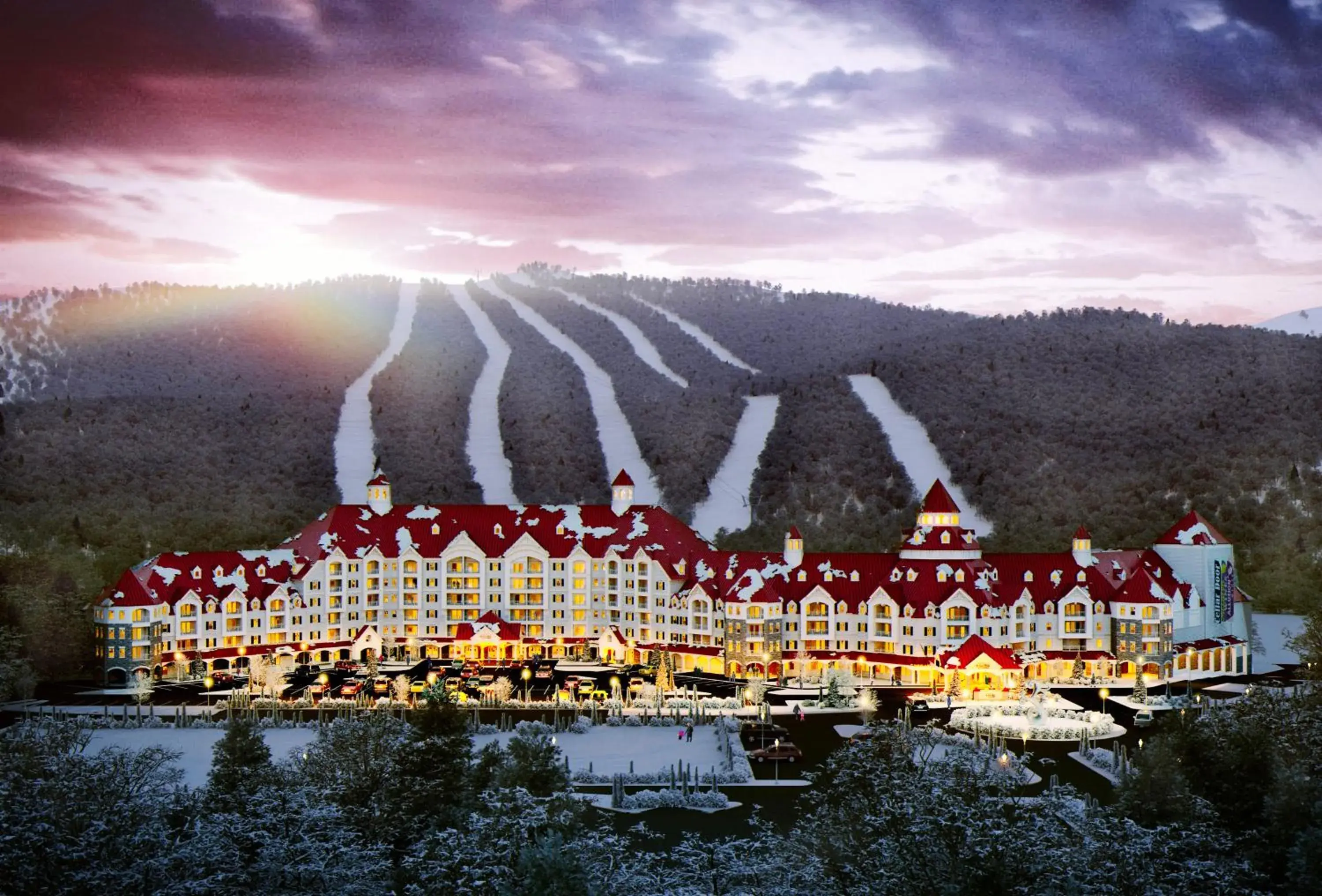 Bird's eye view in RiverWalk Resort at Loon Mountain Bird's eye view in RiverWalk Resort at Loon Mountain