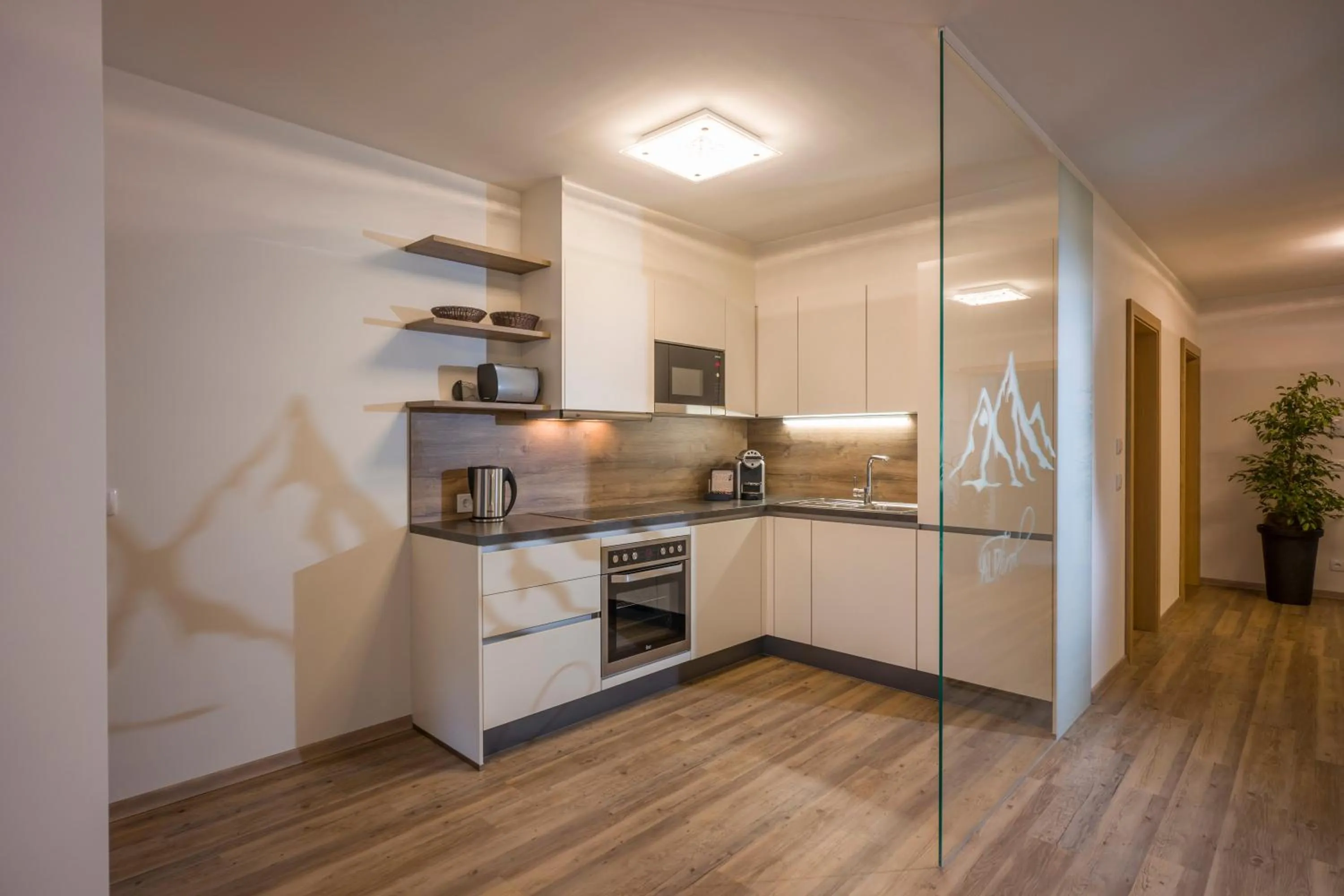 Kitchen or kitchenette in Aparthotel AlpTirol