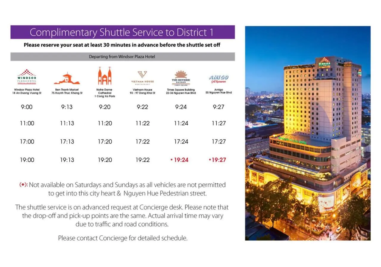 shuttle in Windsor Plaza Hotel