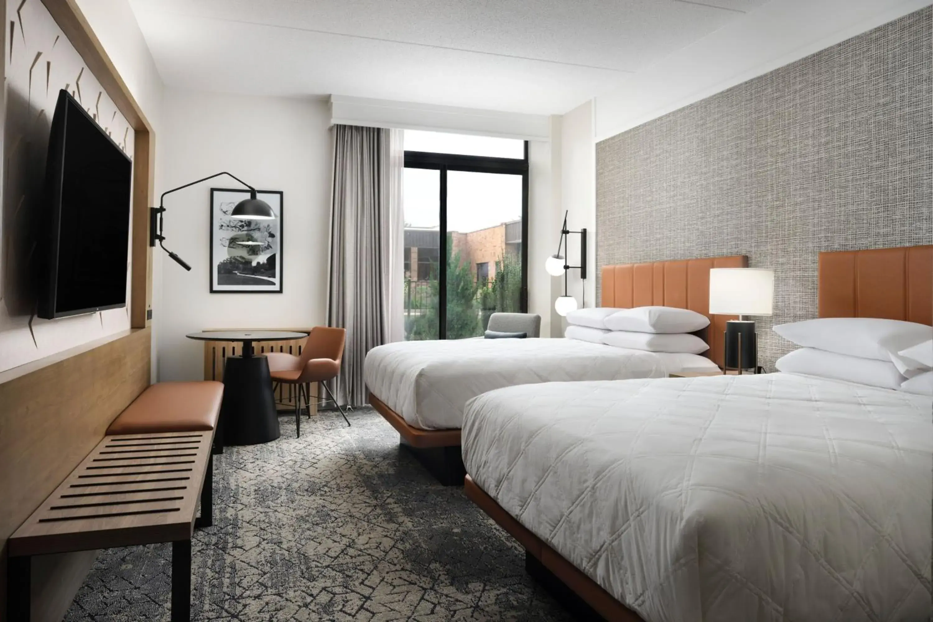 Deluxe Queen Room with Two Queen Beds and Courtyard View in Sheraton Grand Rapids Airport Hotel Deluxe Queen Room with Two Queen Beds and Courtyard View in Sheraton Grand Rapids Airport Hotel