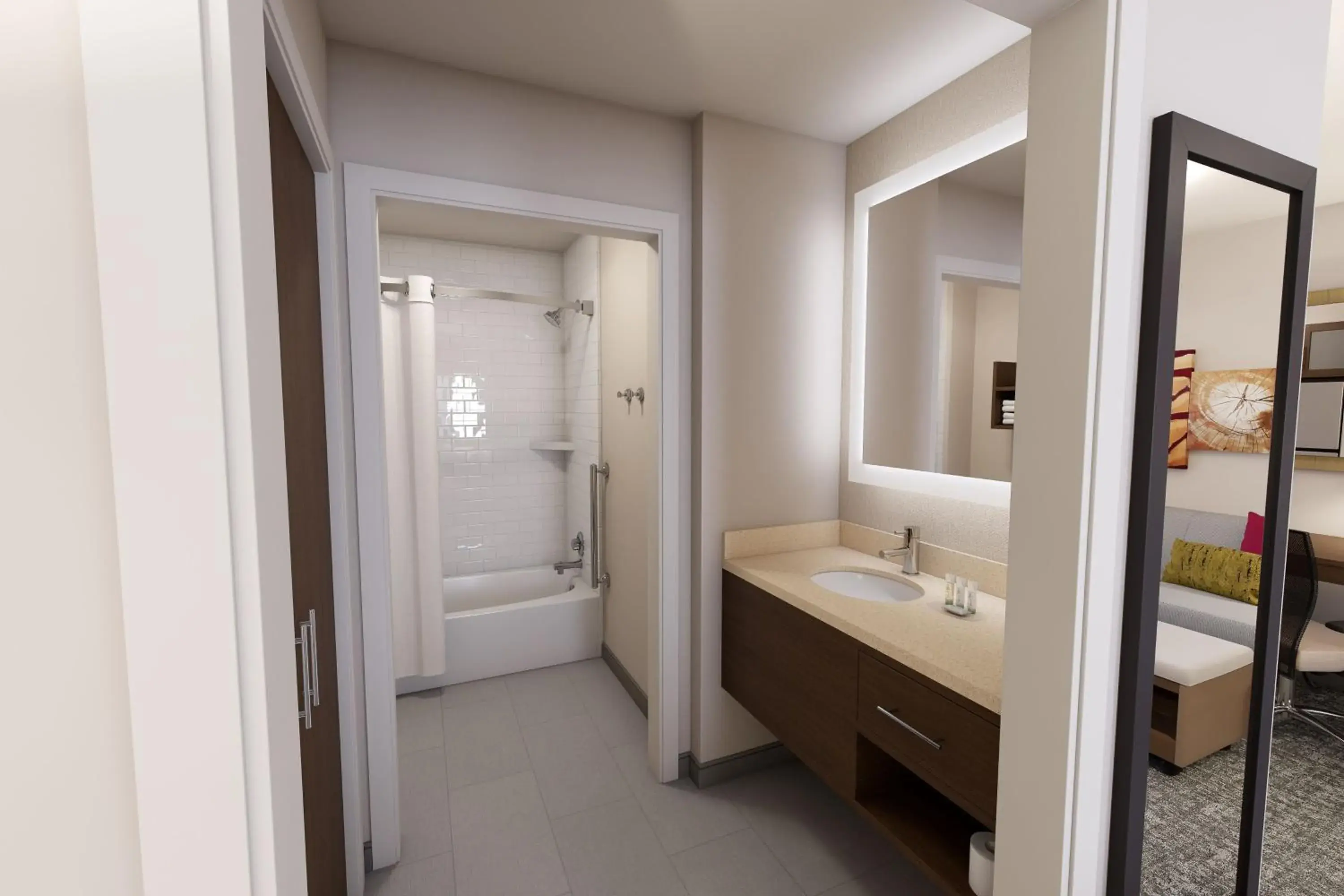 Bathroom, Bed in Staybridge Suites Houston West - Energy Corridor by IHG Bathroom, Bed in Staybridge Suites Houston West - Energy Corridor by IHG