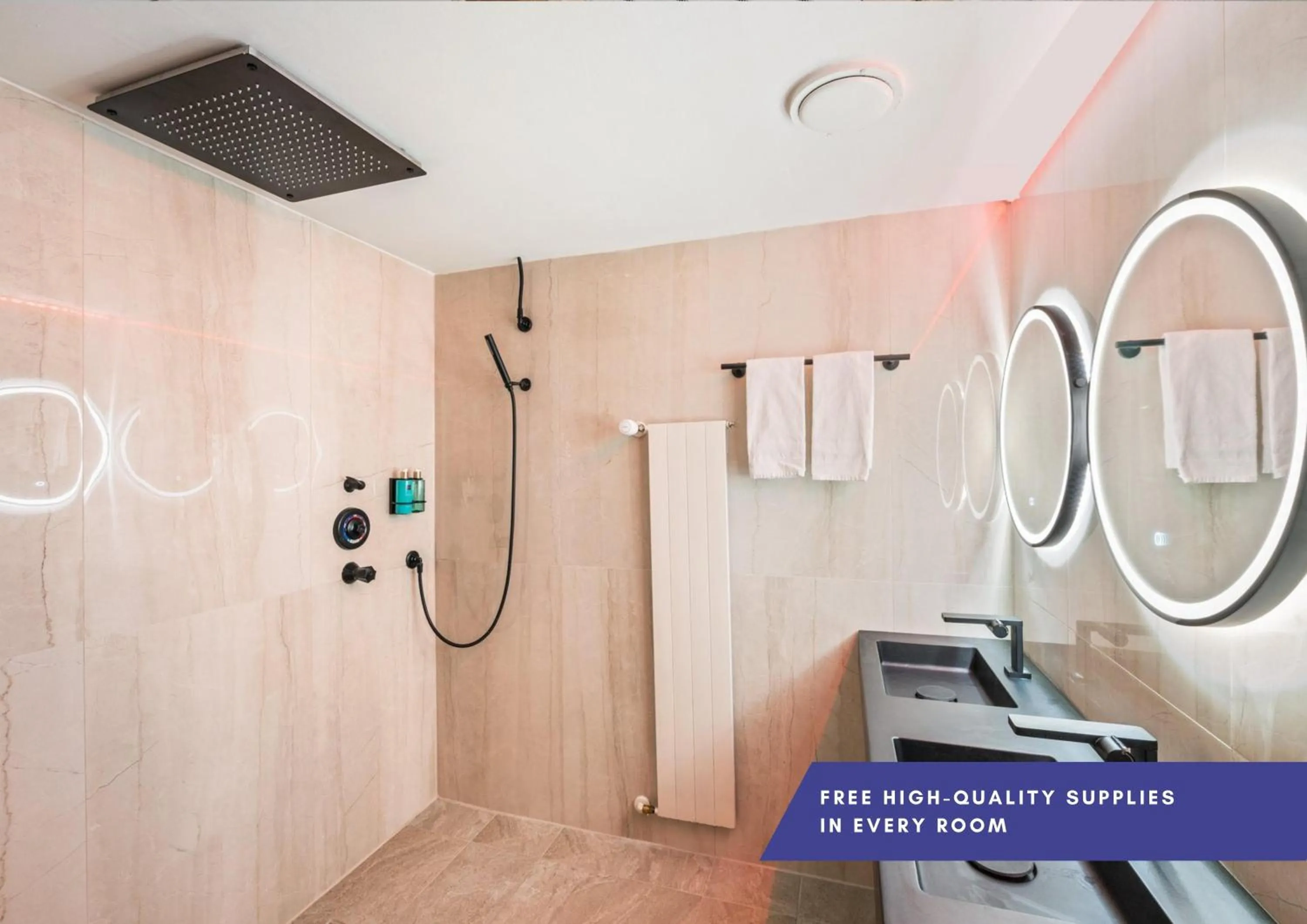 Shower in Becozy Self Check-in Pop-Up Hotel Basel