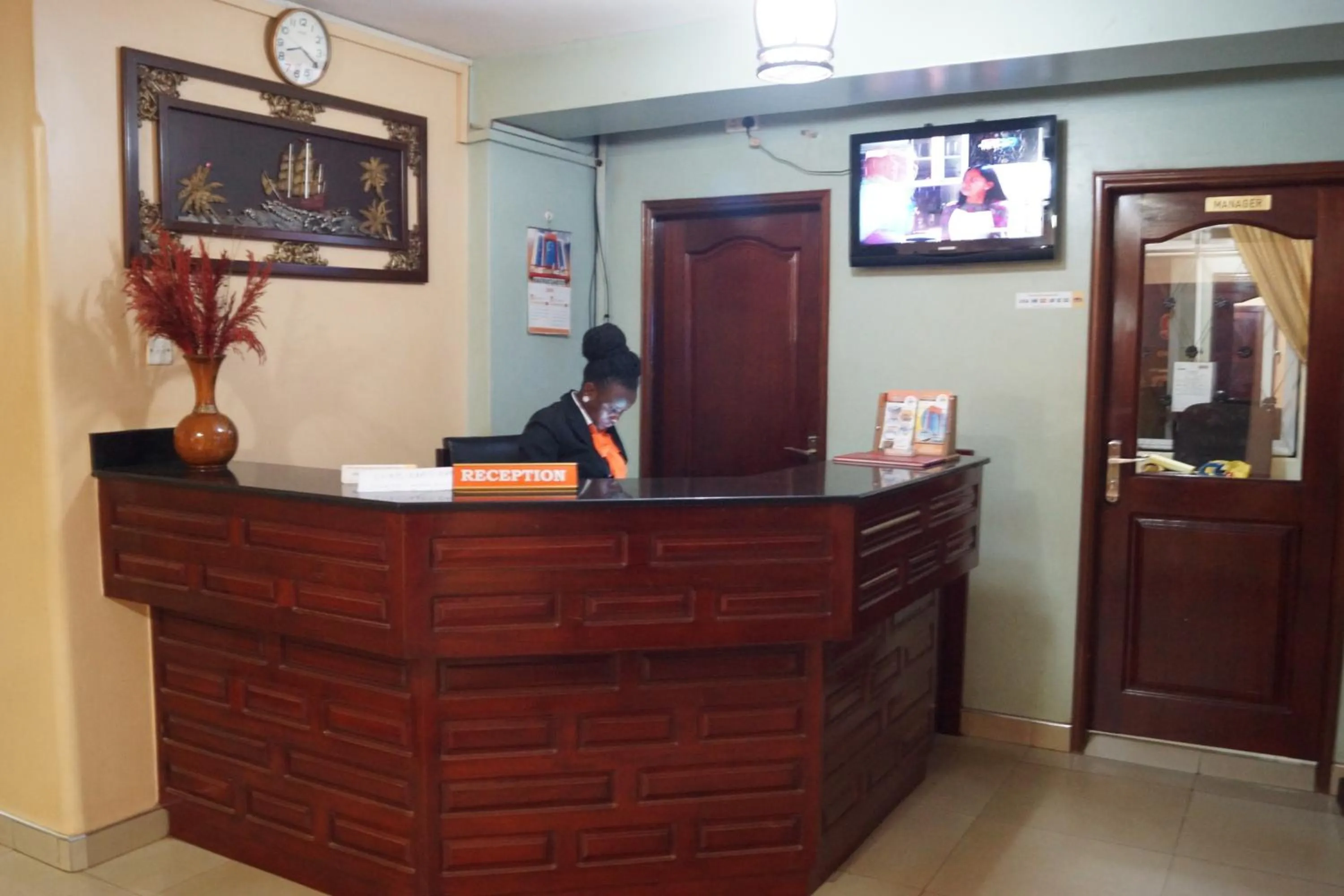 Lobby or reception in KK Trust Hotel Kampala