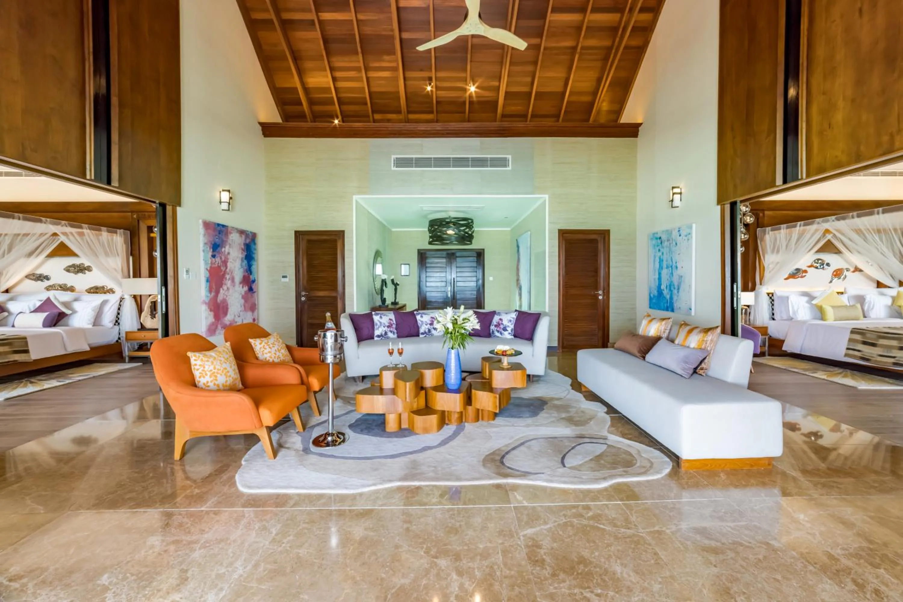 Living room, Bed in OZEN LIFE MAADHOO - Luxury All Inclusive with Free Transfers