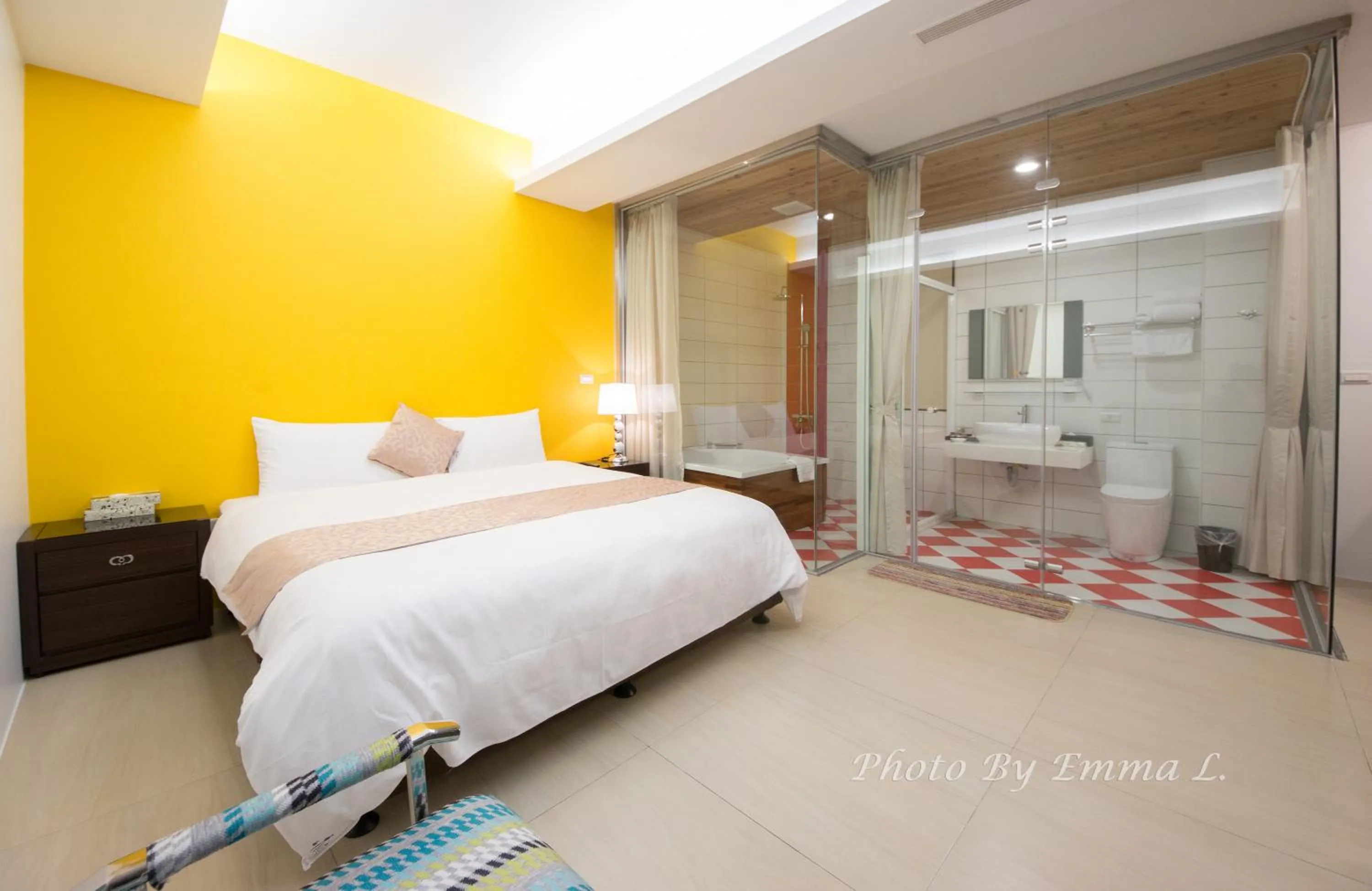 Bed in Colorful Fish Cottage