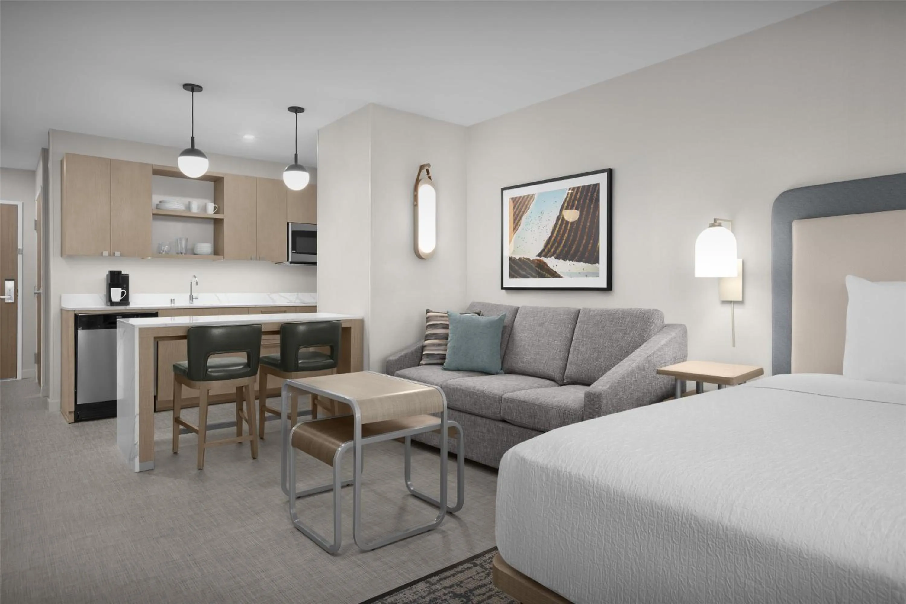 Living room, Bed in Homewood Suites by Hilton Santa Maria