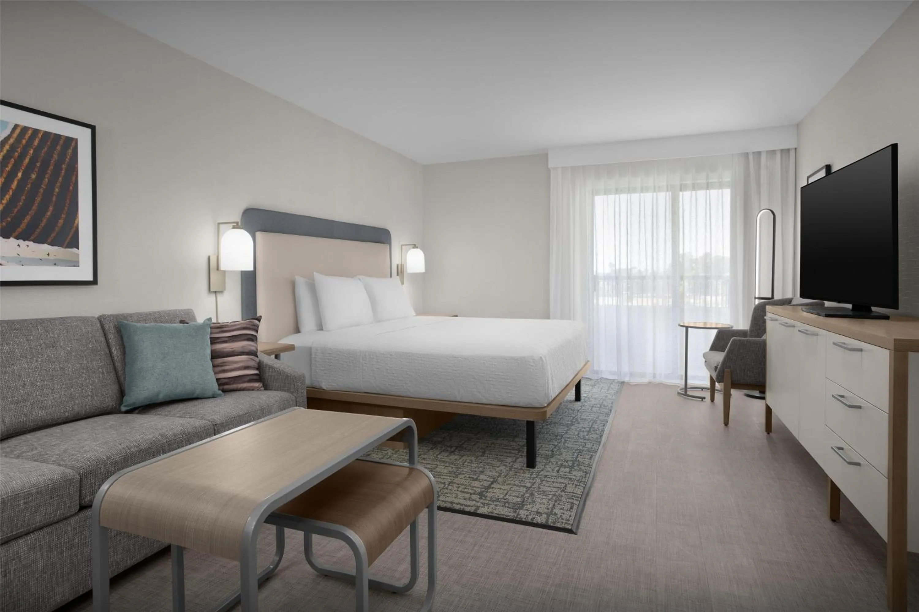 Living room, Bed in Homewood Suites by Hilton Santa Maria