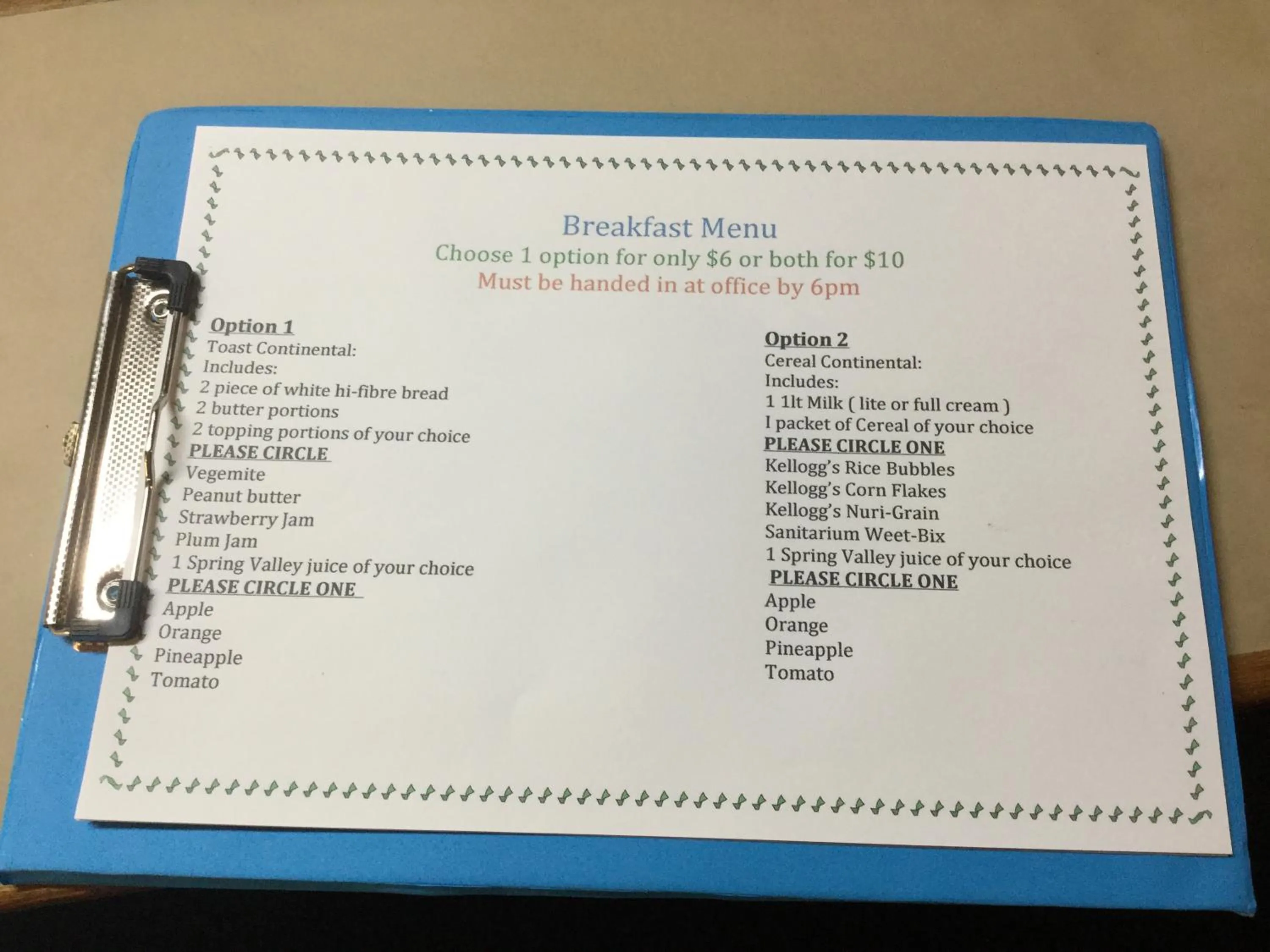 Breakfast in Kerang Motel