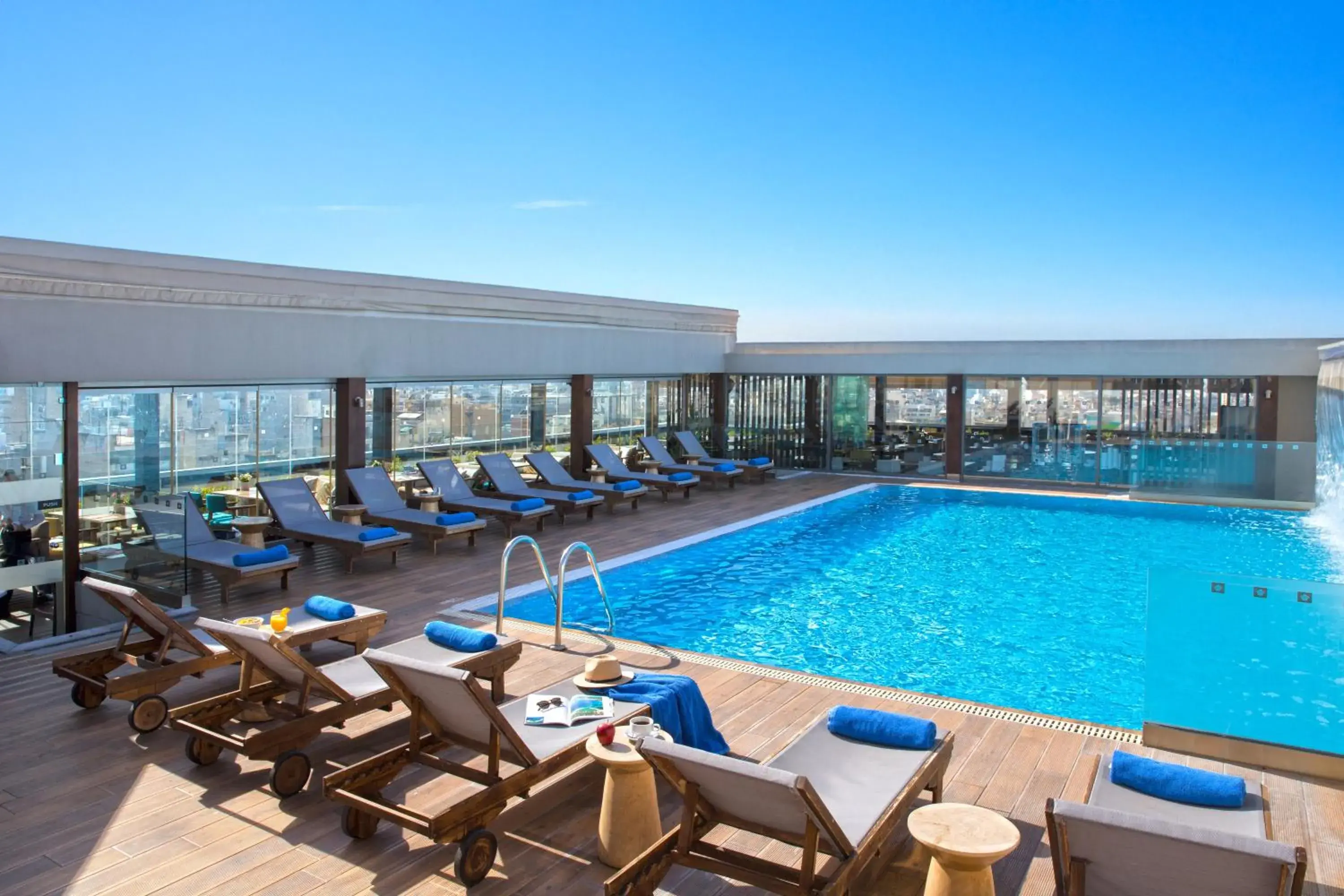 Pool view in Wyndham Grand Athens Pool view in Wyndham Grand Athens