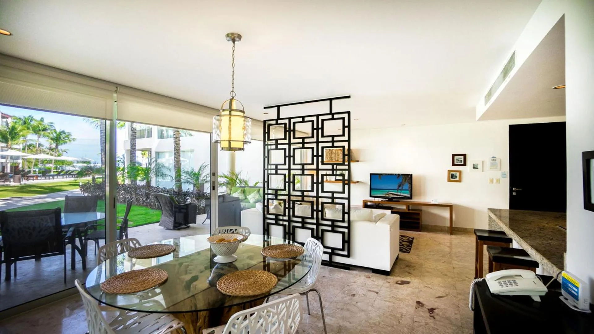 Living room in The Elements Oceanfront & Beachside Condo Hotel