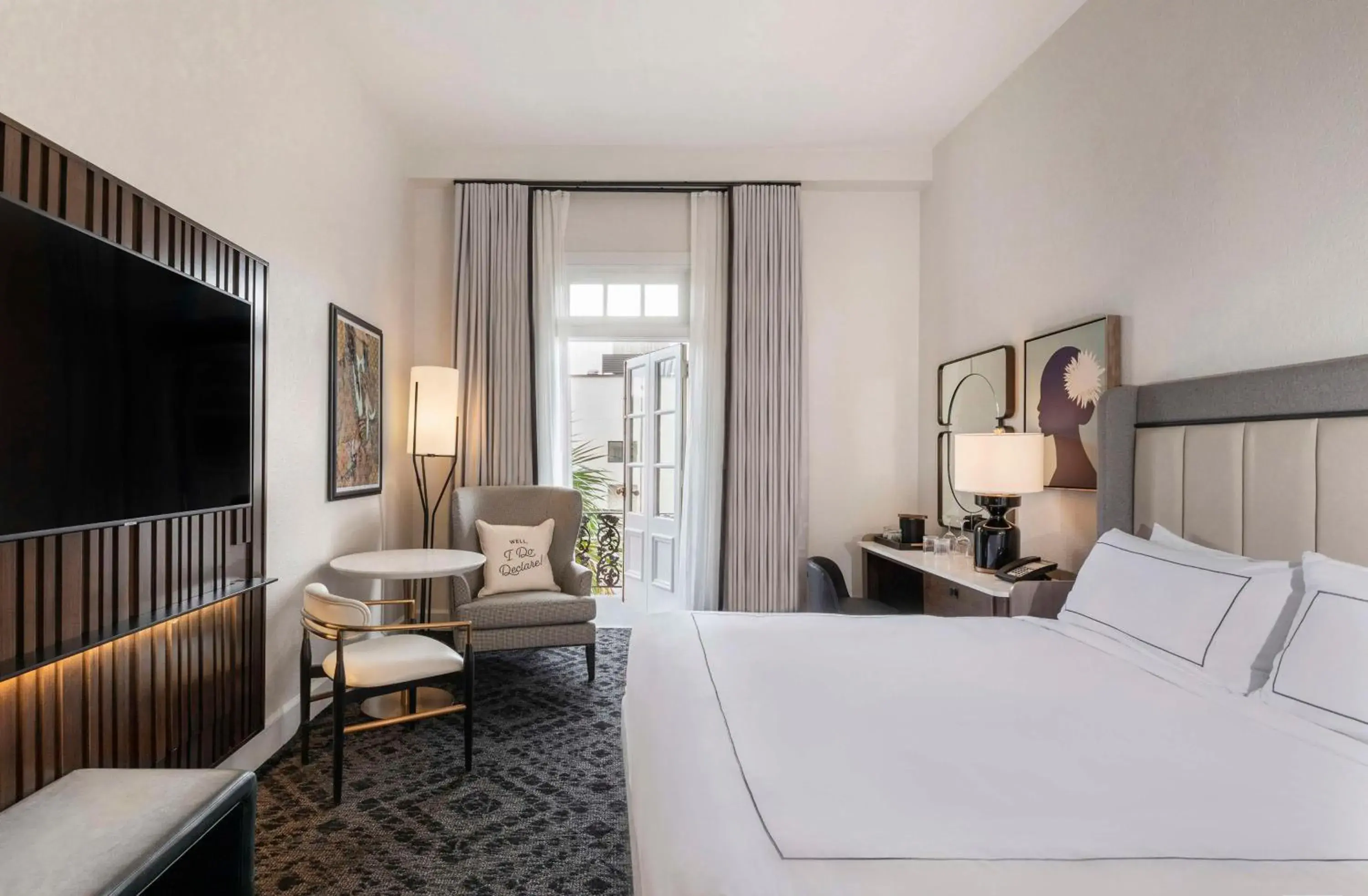 Living room, Bed in Mills House Charleston, Curio Collection by Hilton Living room, Bed in Mills House Charleston, Curio Collection by Hilton