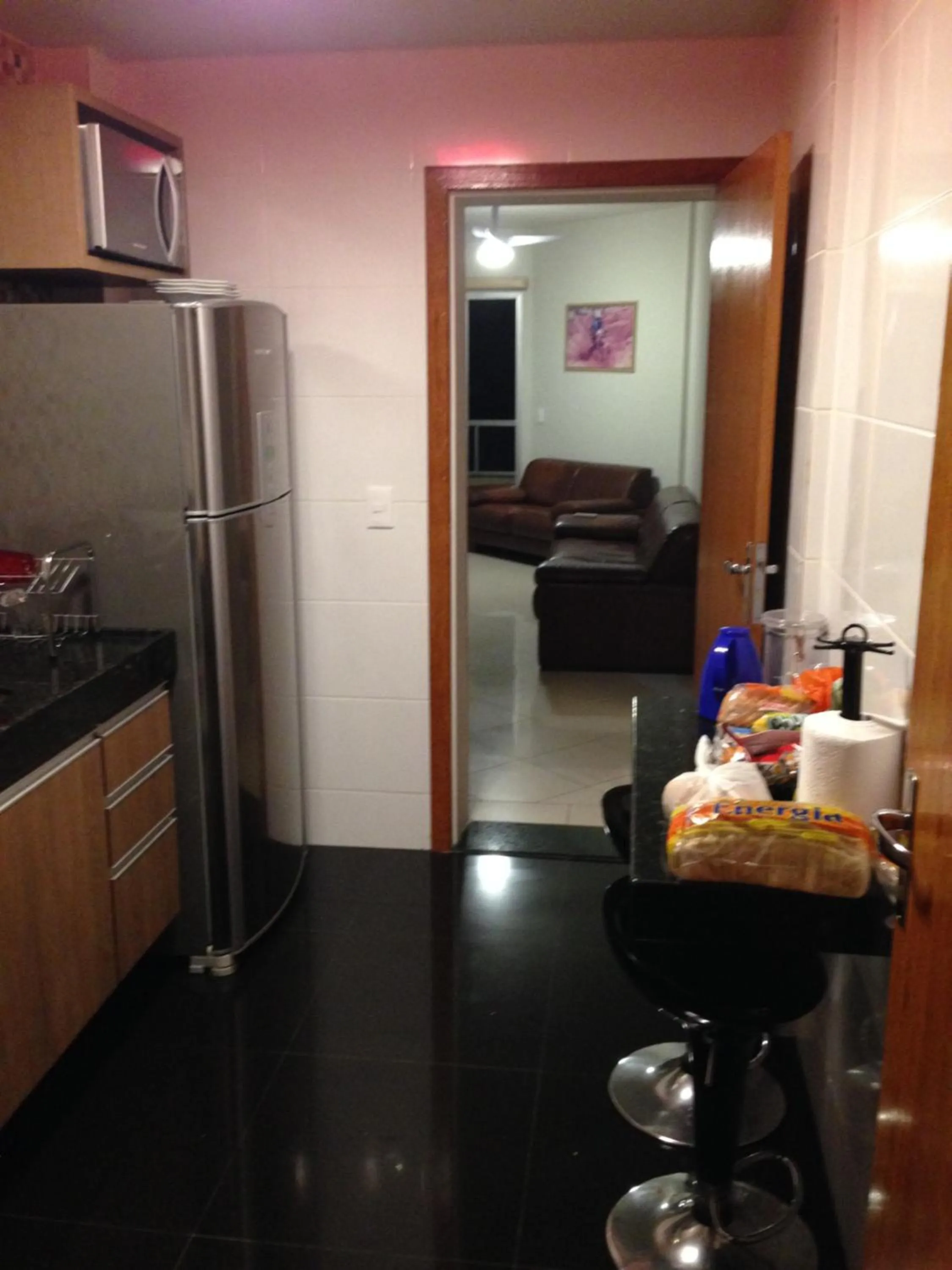 Communal kitchen in Apartamento Guarapari Luxo Frente para o Mar
