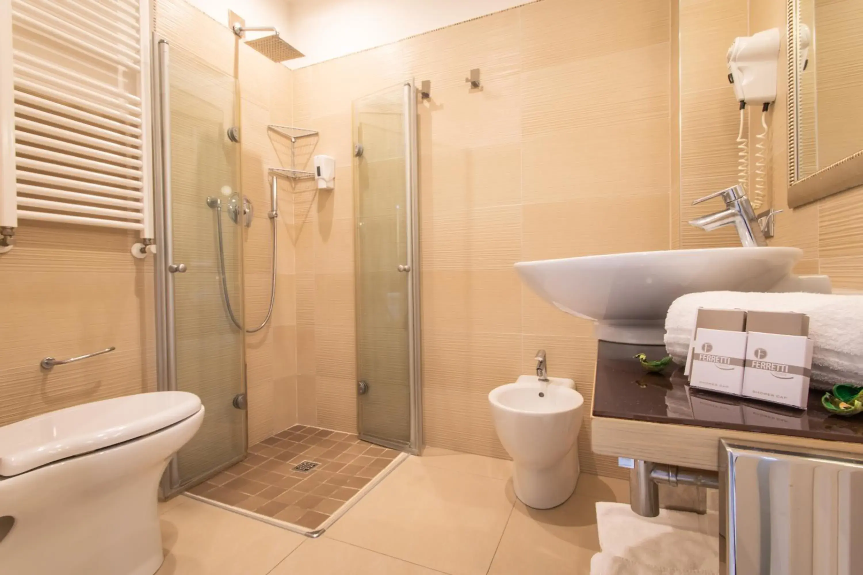 Bathroom in Ferretti Beach Hotel Bathroom in Ferretti Beach Hotel