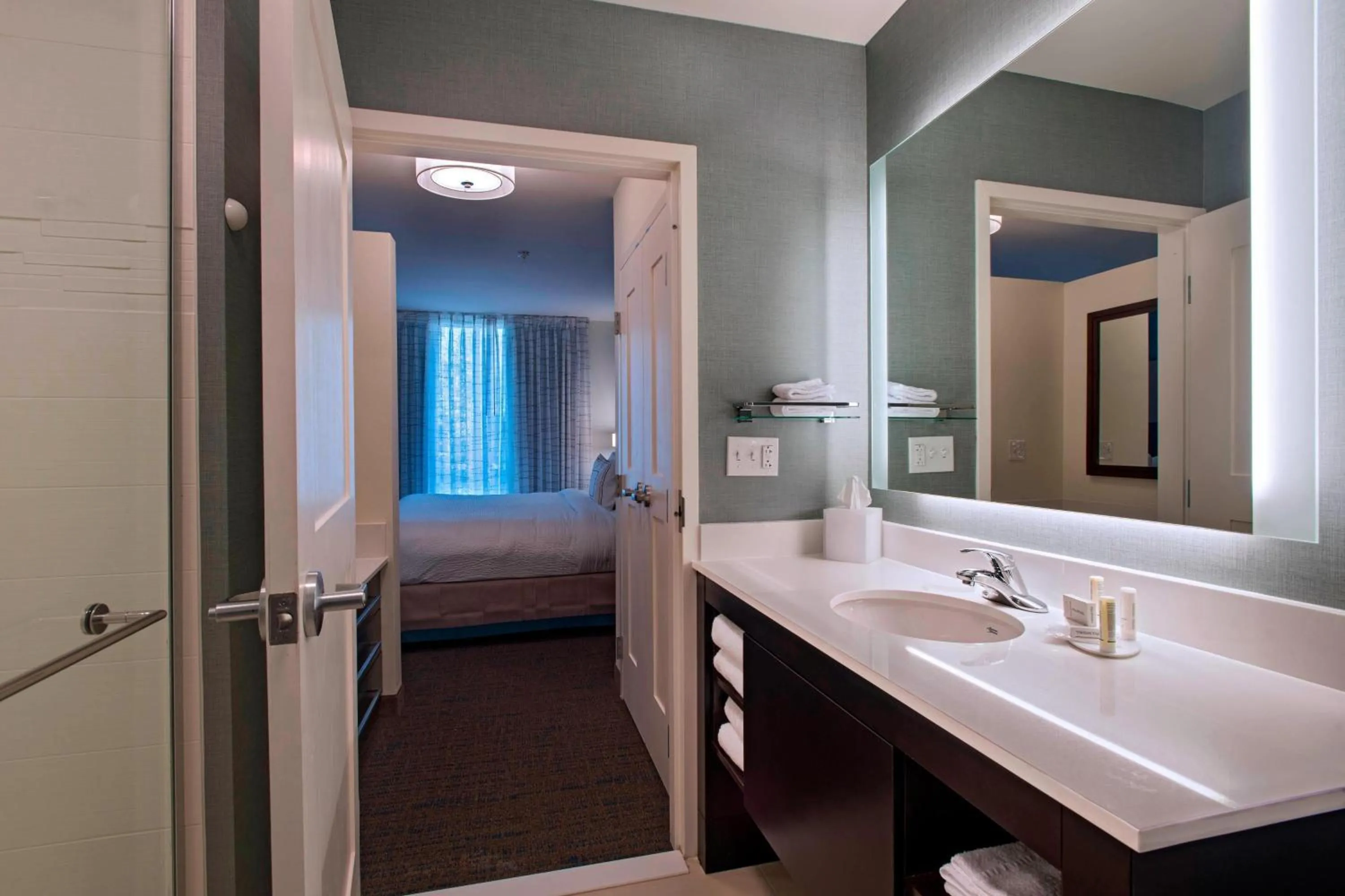 Bathroom, Bed in Residence Inn by Marriott Jackson The District at Eastover