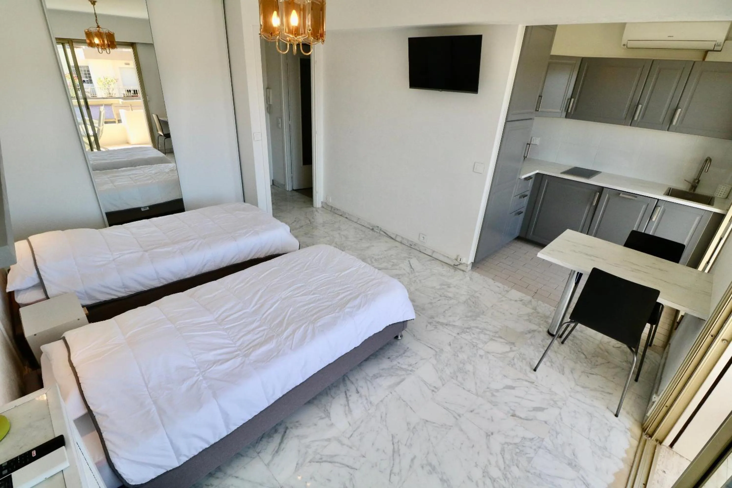 Photo of the whole room, Bed in 2 bedroom & studio Palais Royal 2 mins from Croisette and Carlton