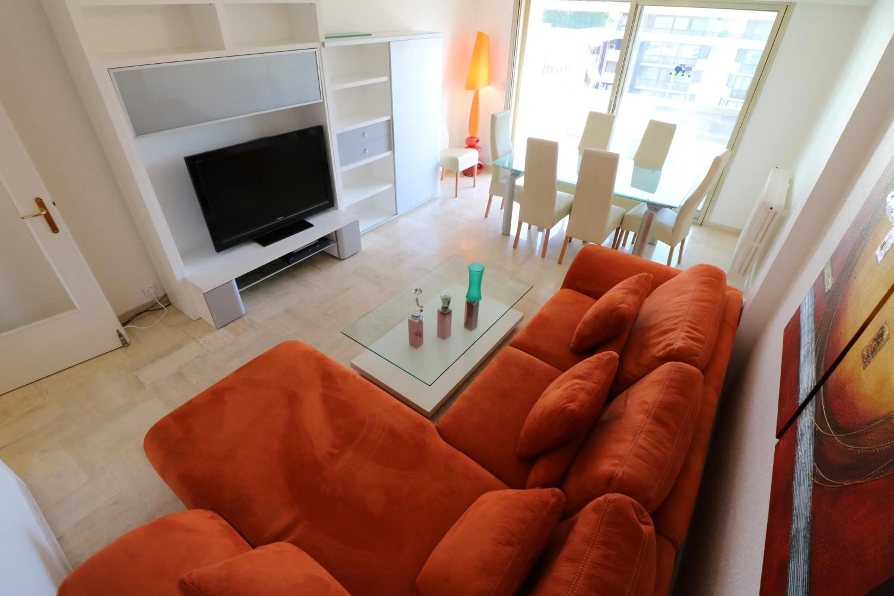 Living room in 2 bedroom & studio Palais Royal 2 mins from Croisette and Carlton