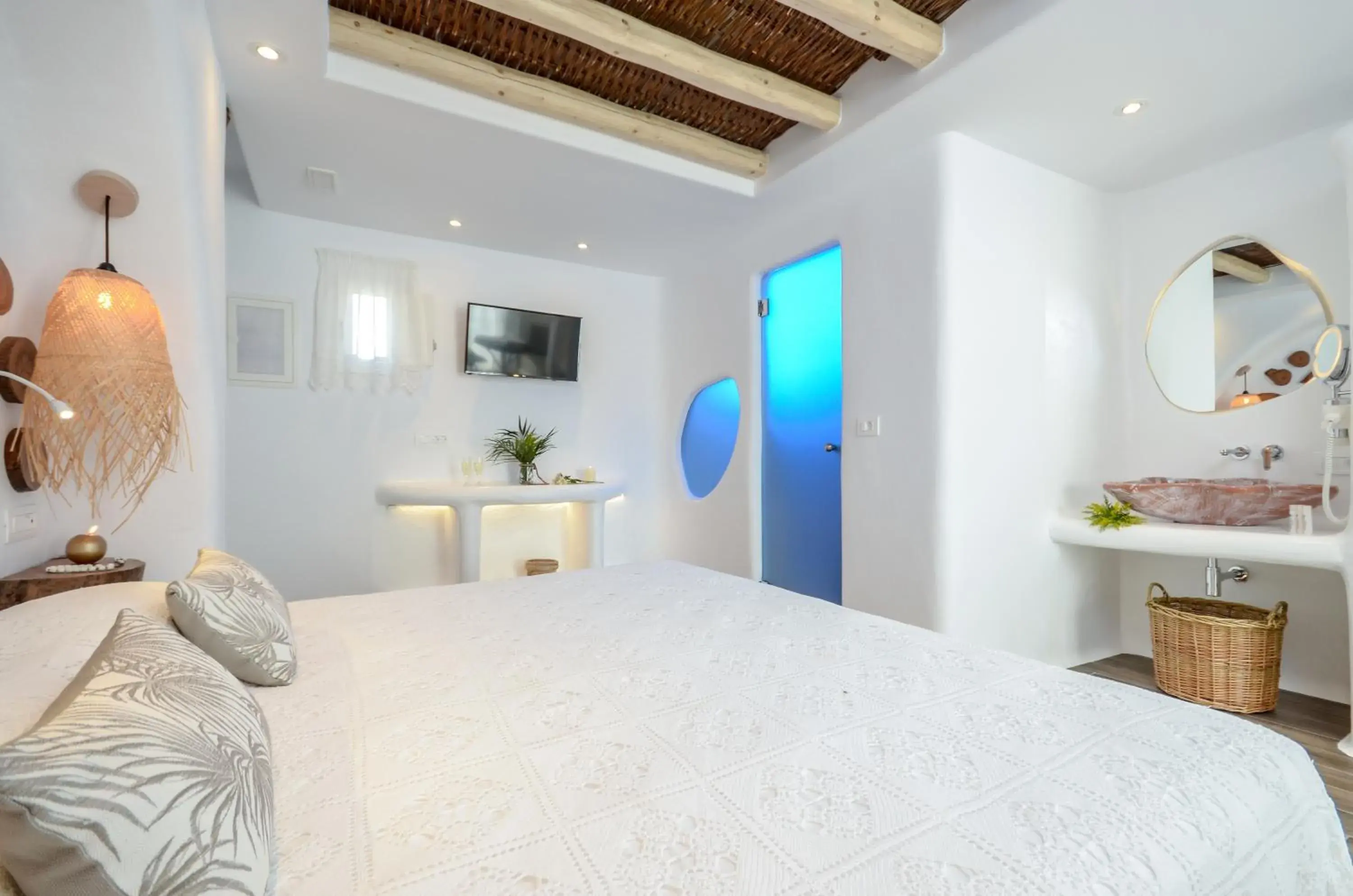 Bed in Naxos Island Escape Suites Bed in Naxos Island Escape Suites