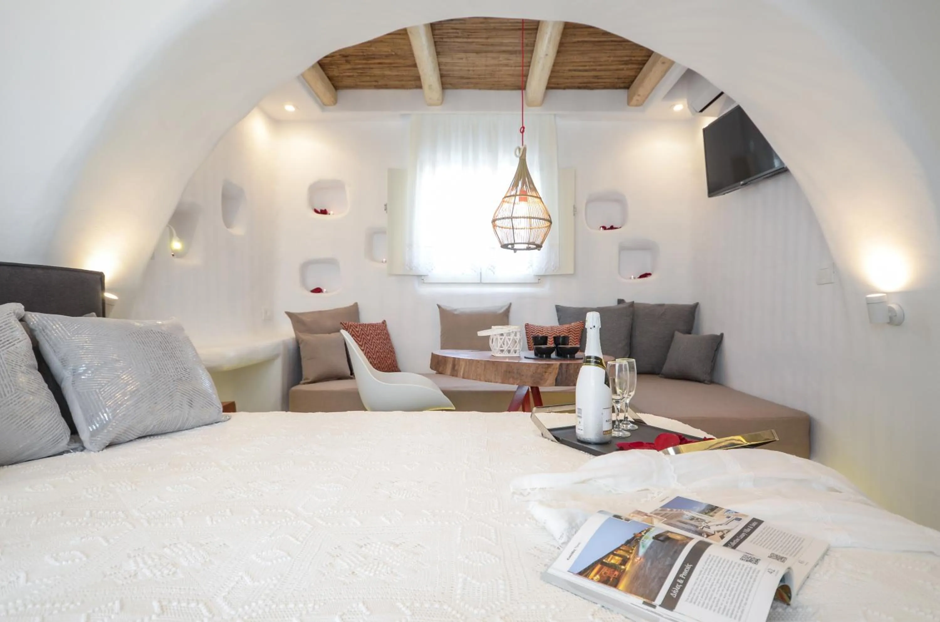 Bed in Naxos Island Escape Suites