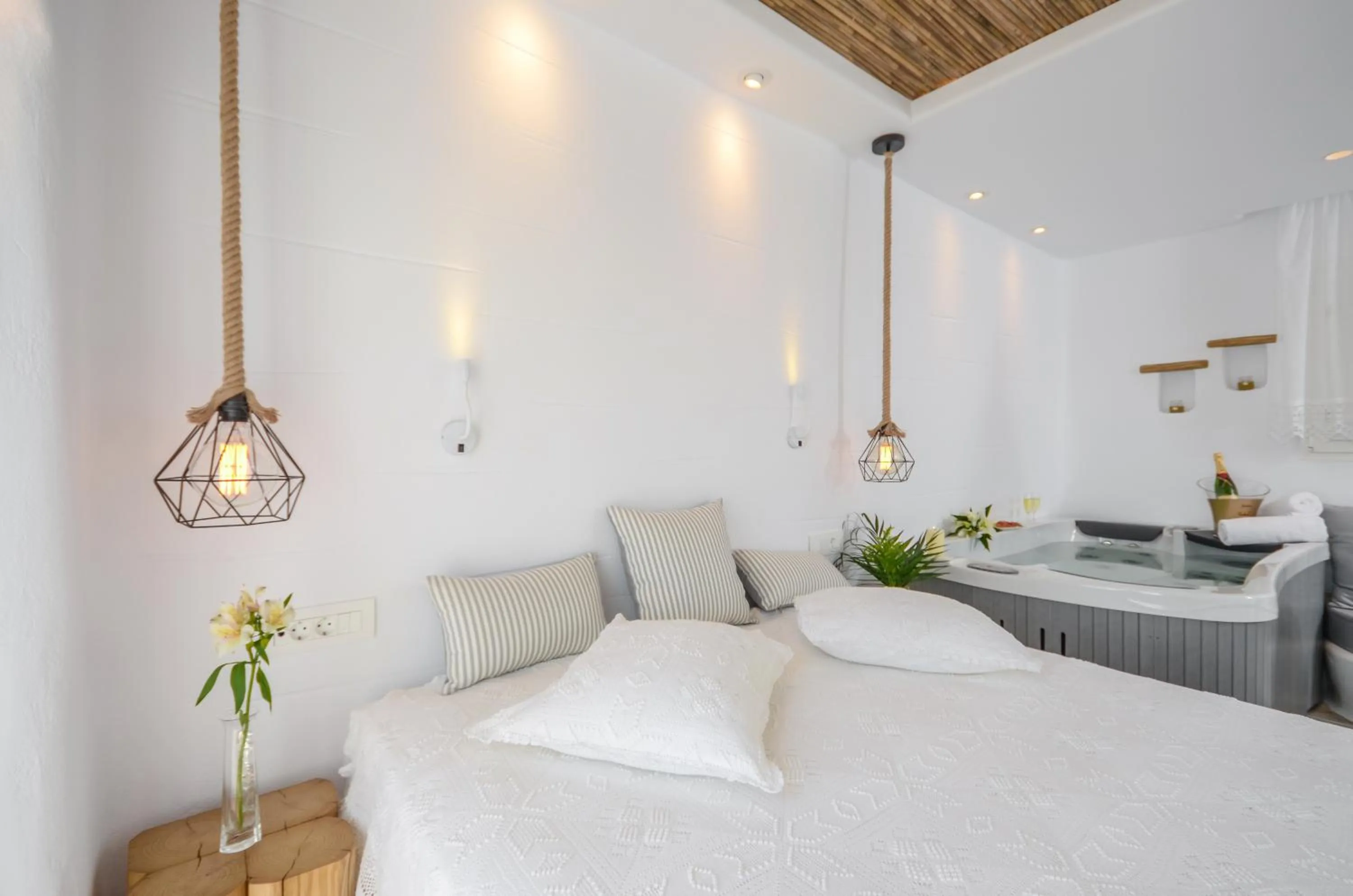 Bed in Naxos Island Escape Suites