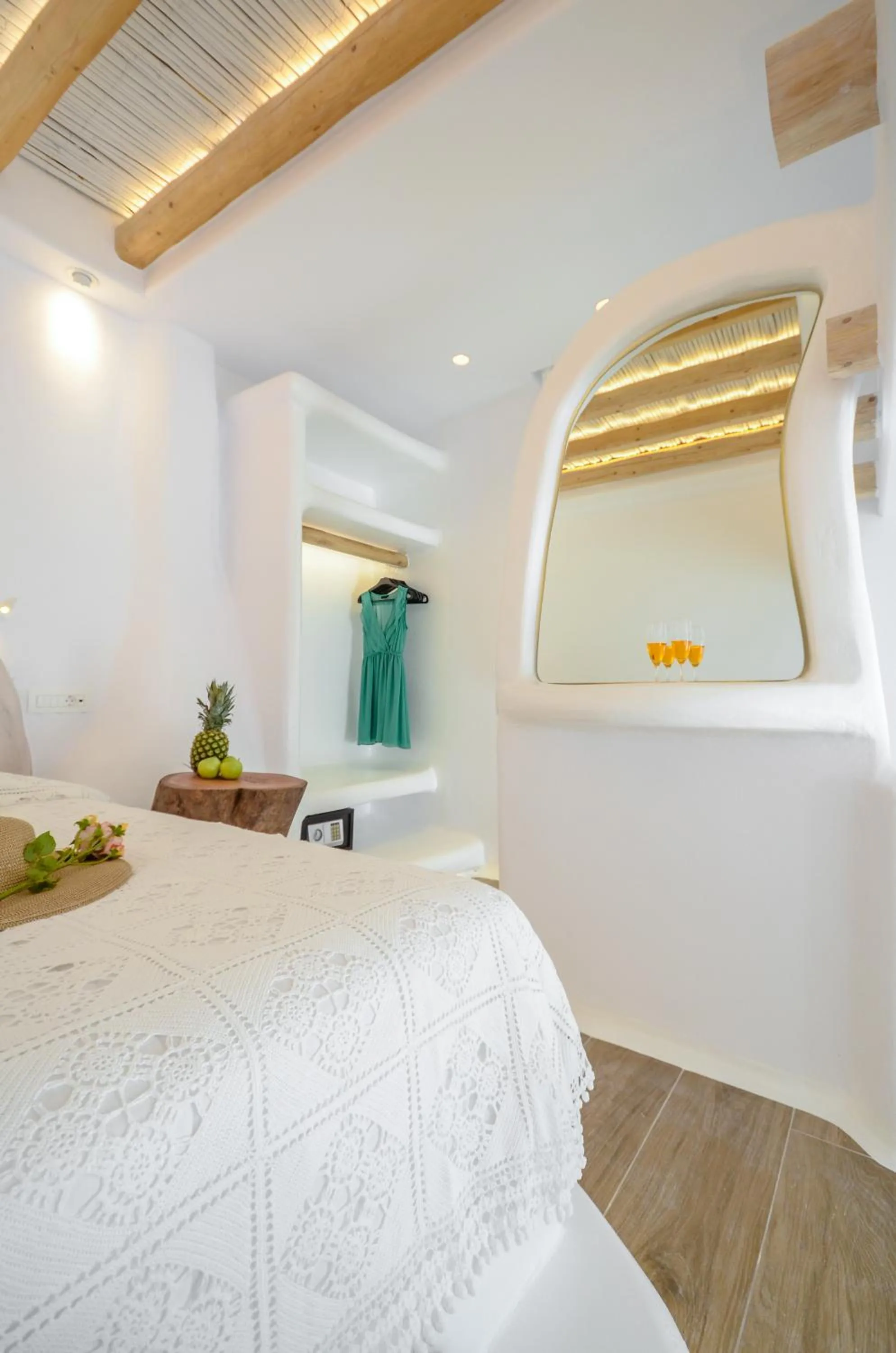 Bed in Naxos Island Escape Suites