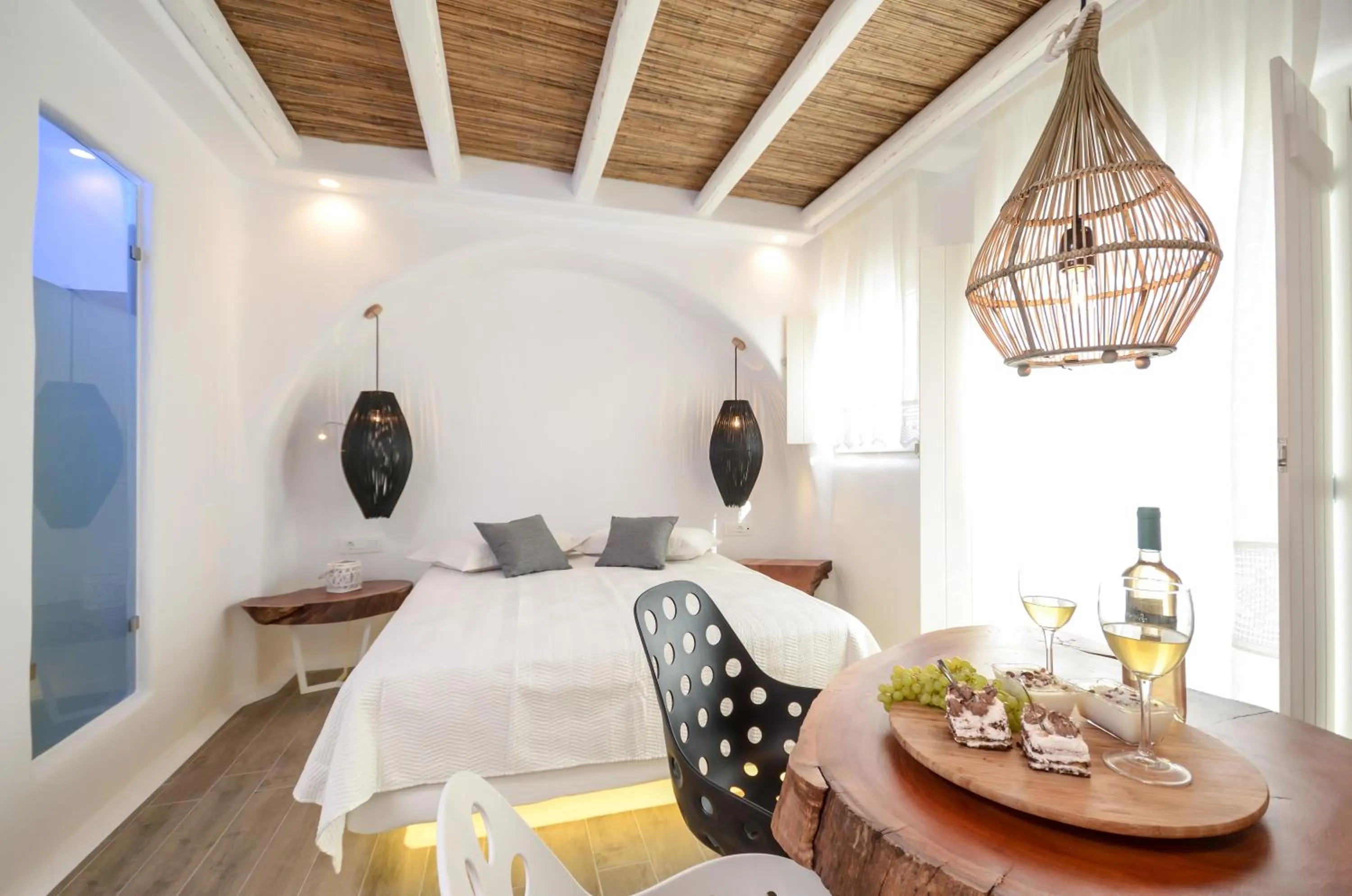 Bed in Naxos Island Escape Suites