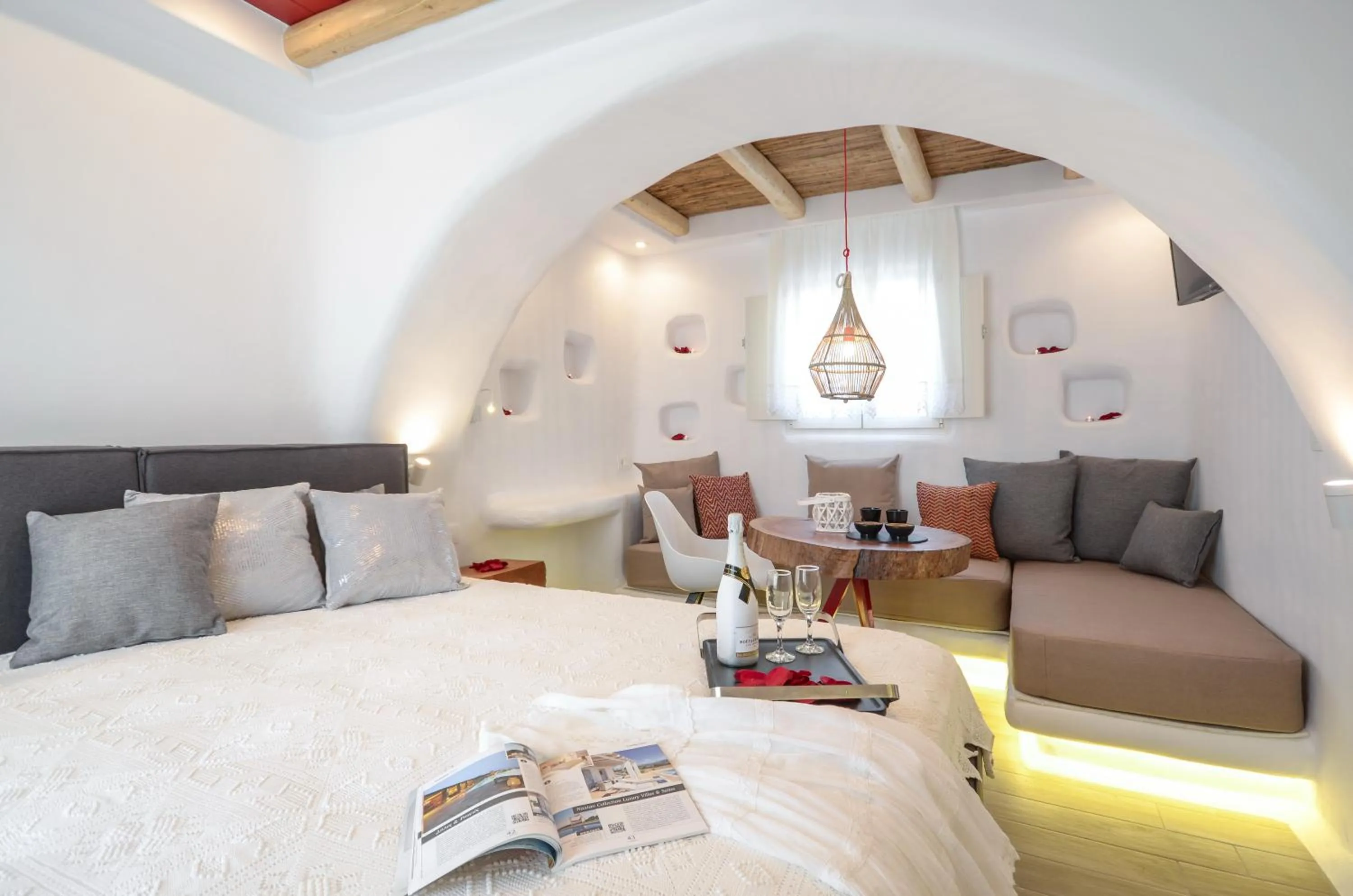 Bed in Naxos Island Escape Suites