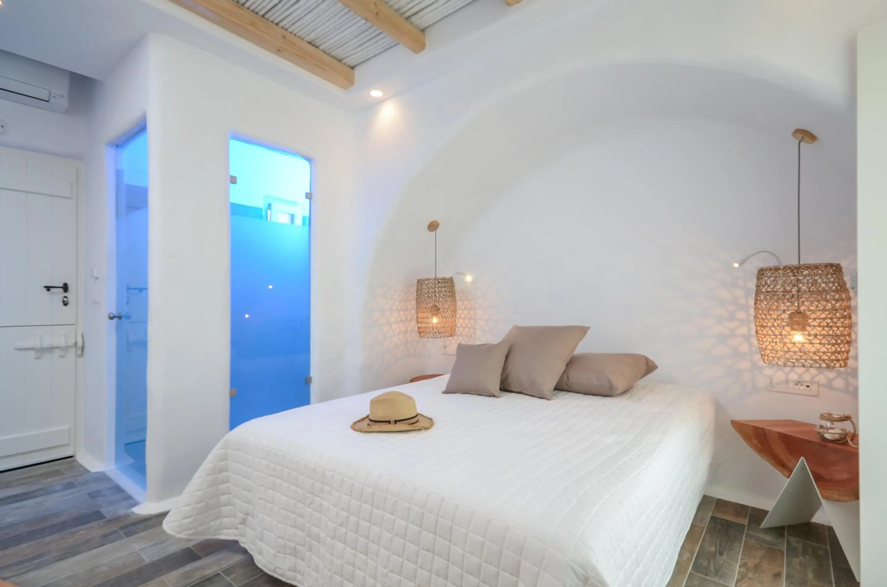Bed in Naxos Island Escape Suites