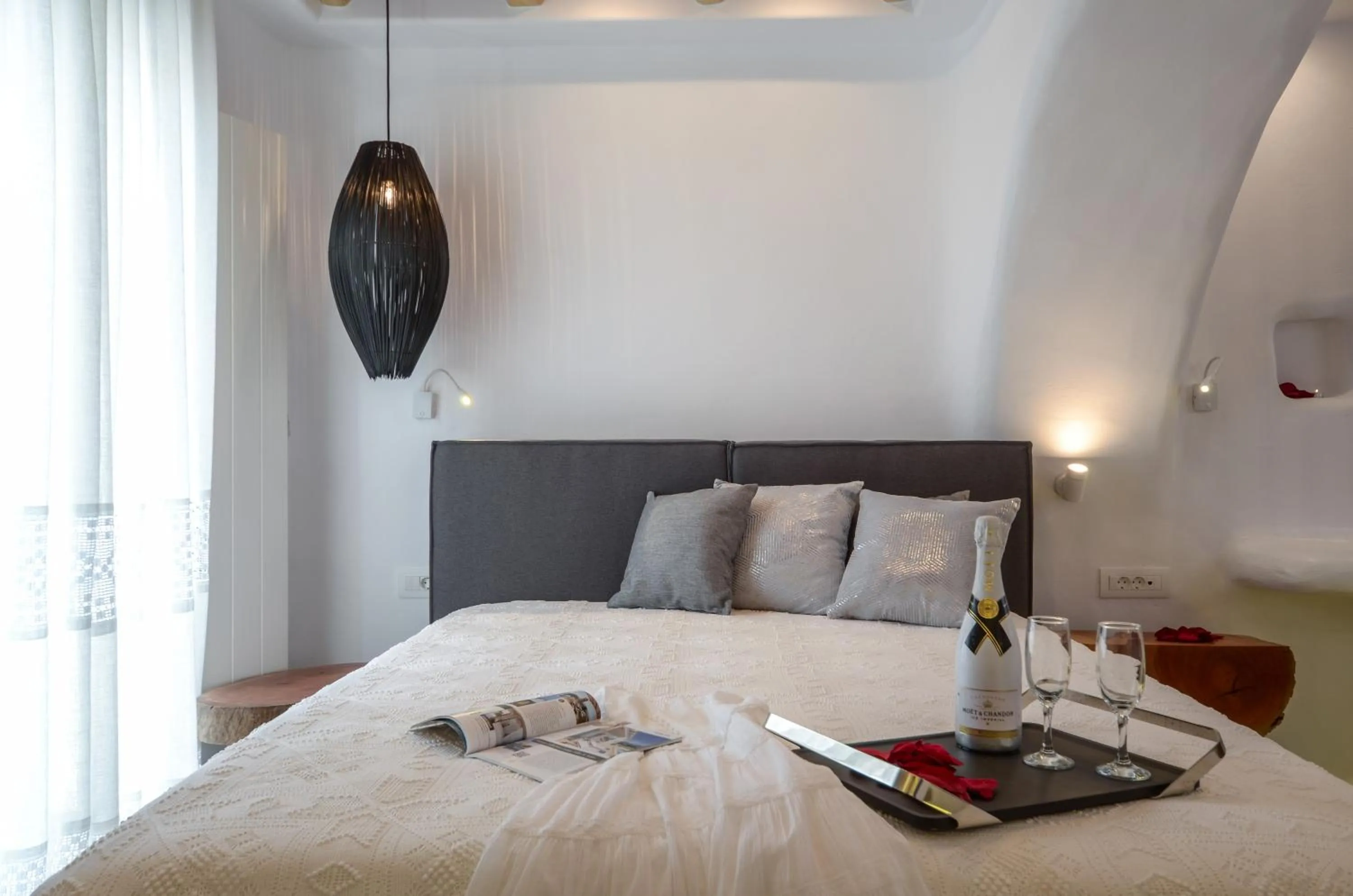 Bed in Naxos Island Escape Suites