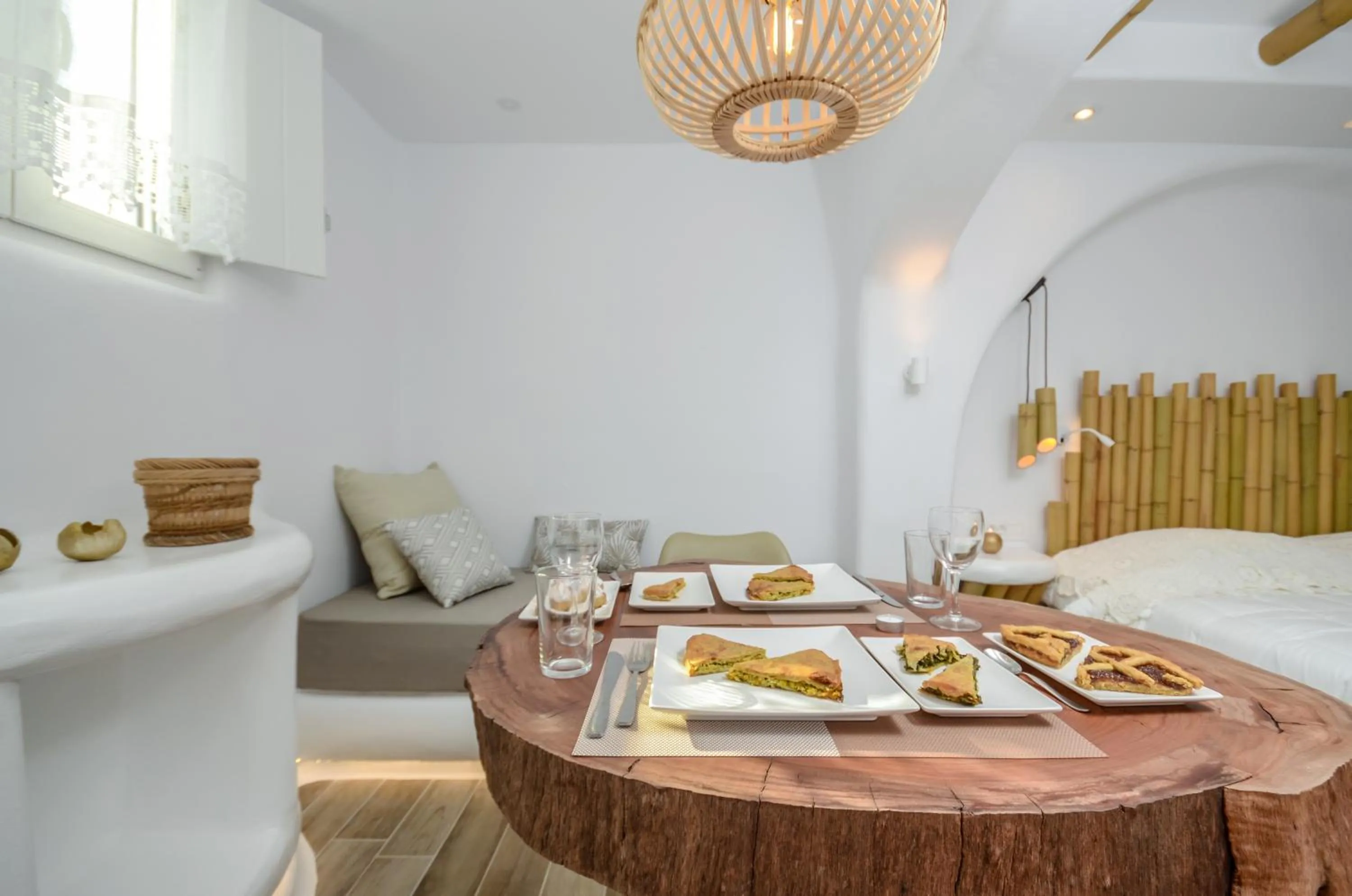 Bed in Naxos Island Escape Suites