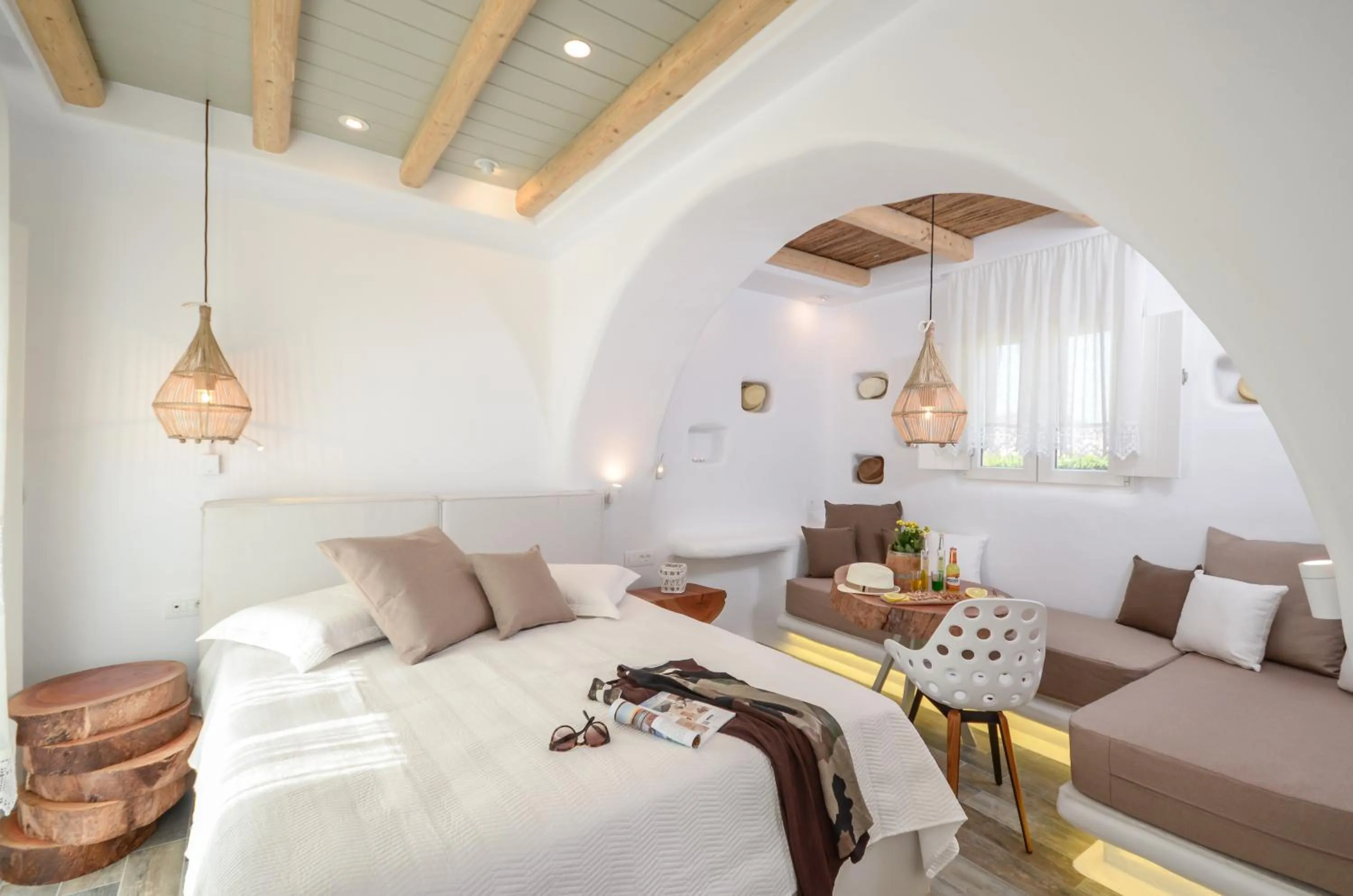 Bed in Naxos Island Escape Suites