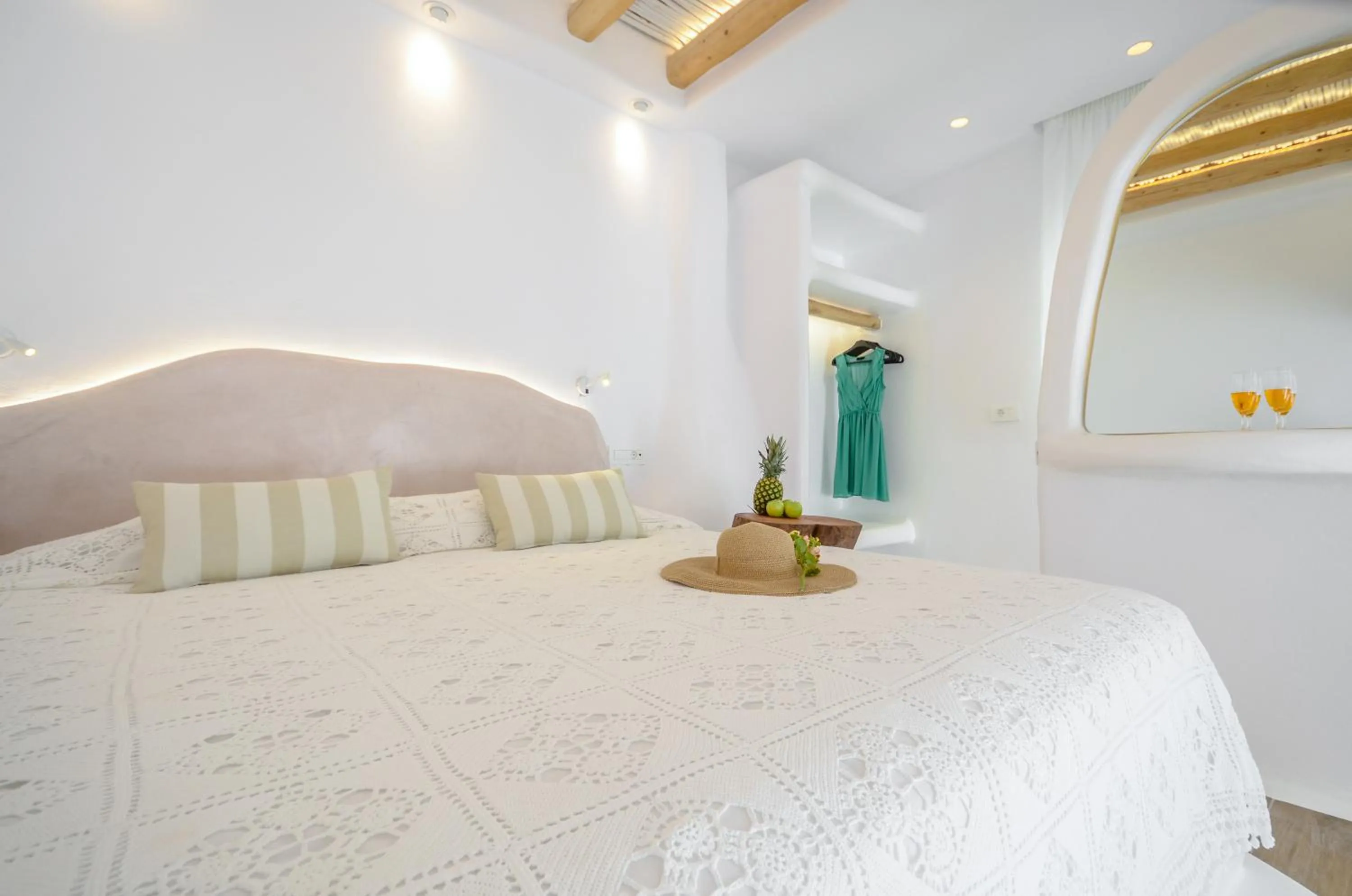 Bed in Naxos Island Escape Suites