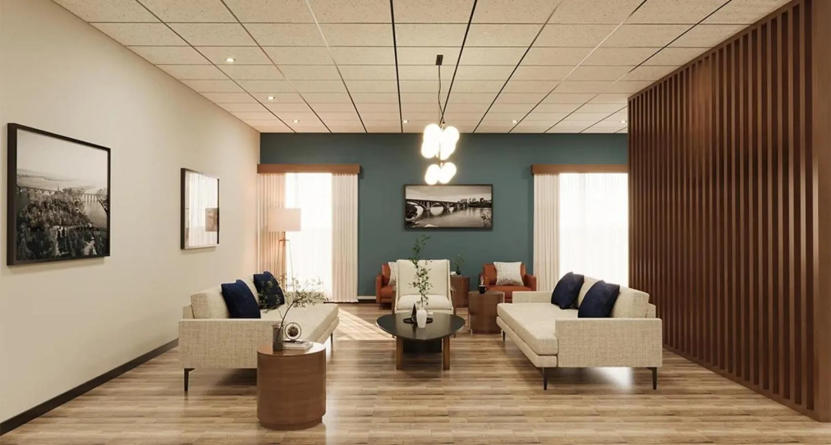 Communal lounge/ TV room in The Bridges Hotel