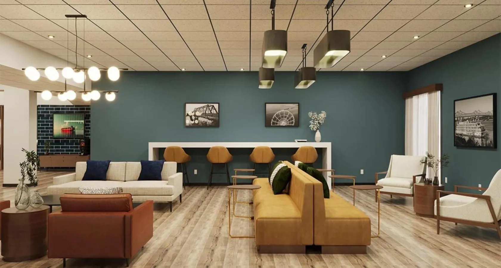 Communal lounge/ TV room in The Bridges Hotel