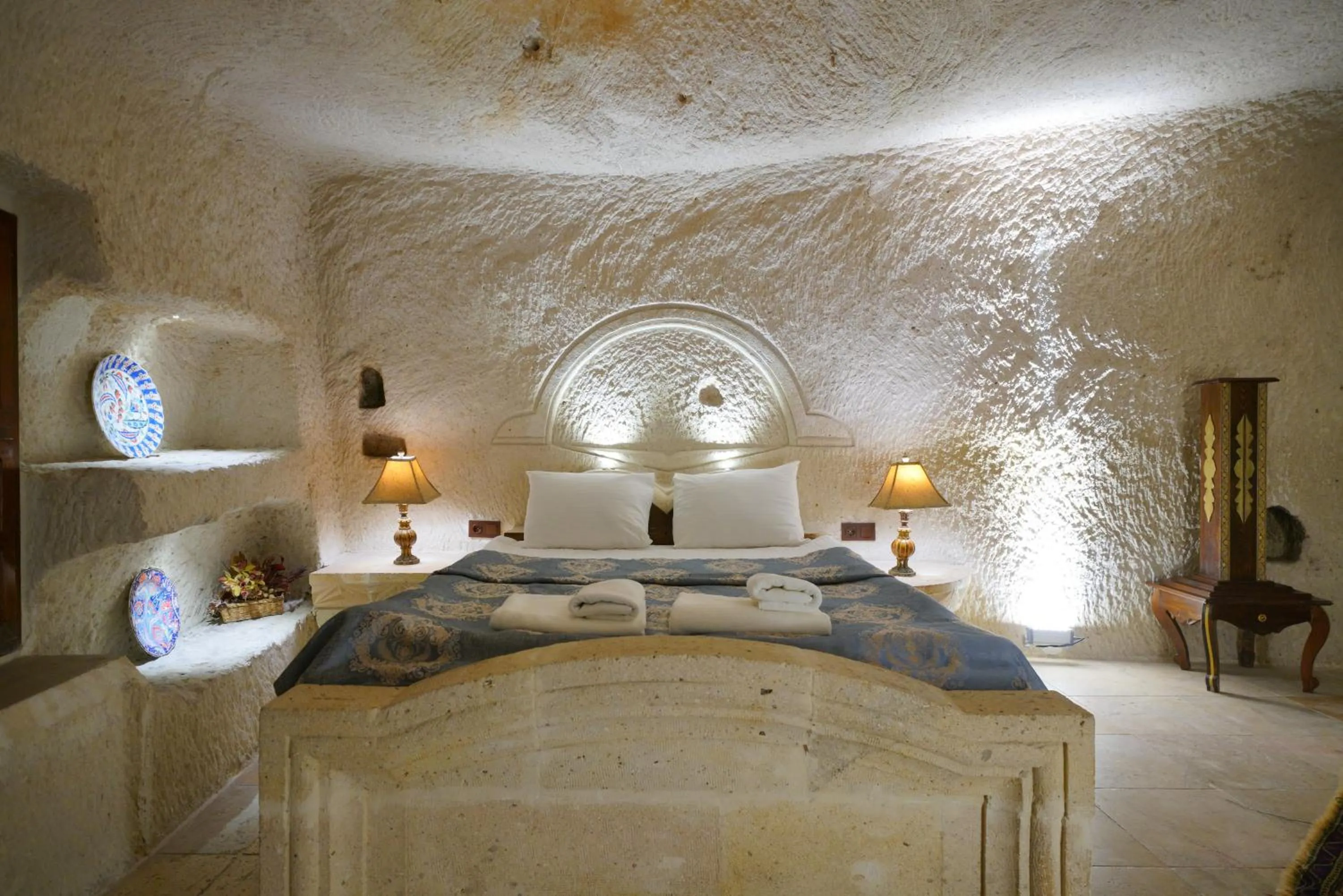 Bed in Asteria Cave Hotel