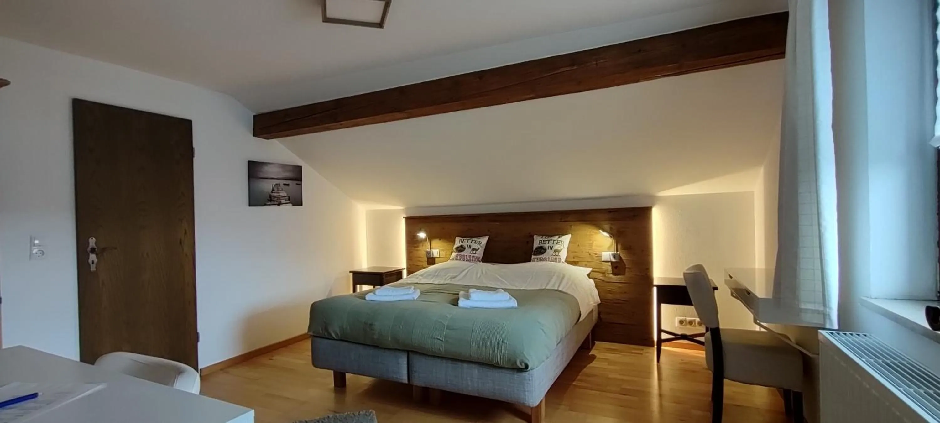 Living room, Bed in Pension Bergblick