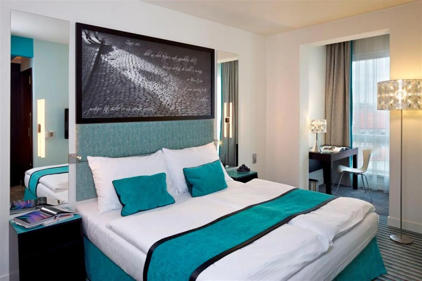 Bed in Red & Blue Design Hotel Prague