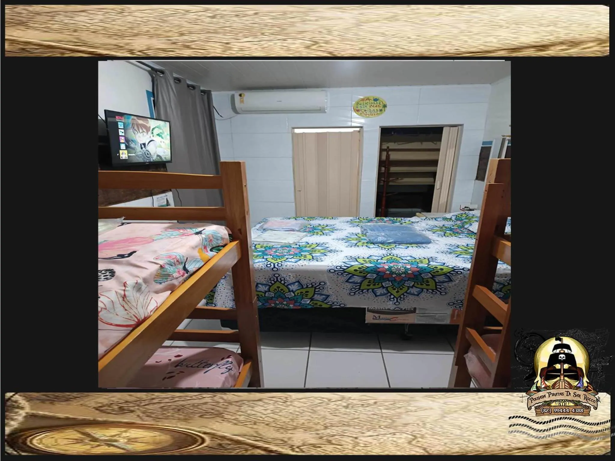 Bed in Pousada Piratas Di San Rocco