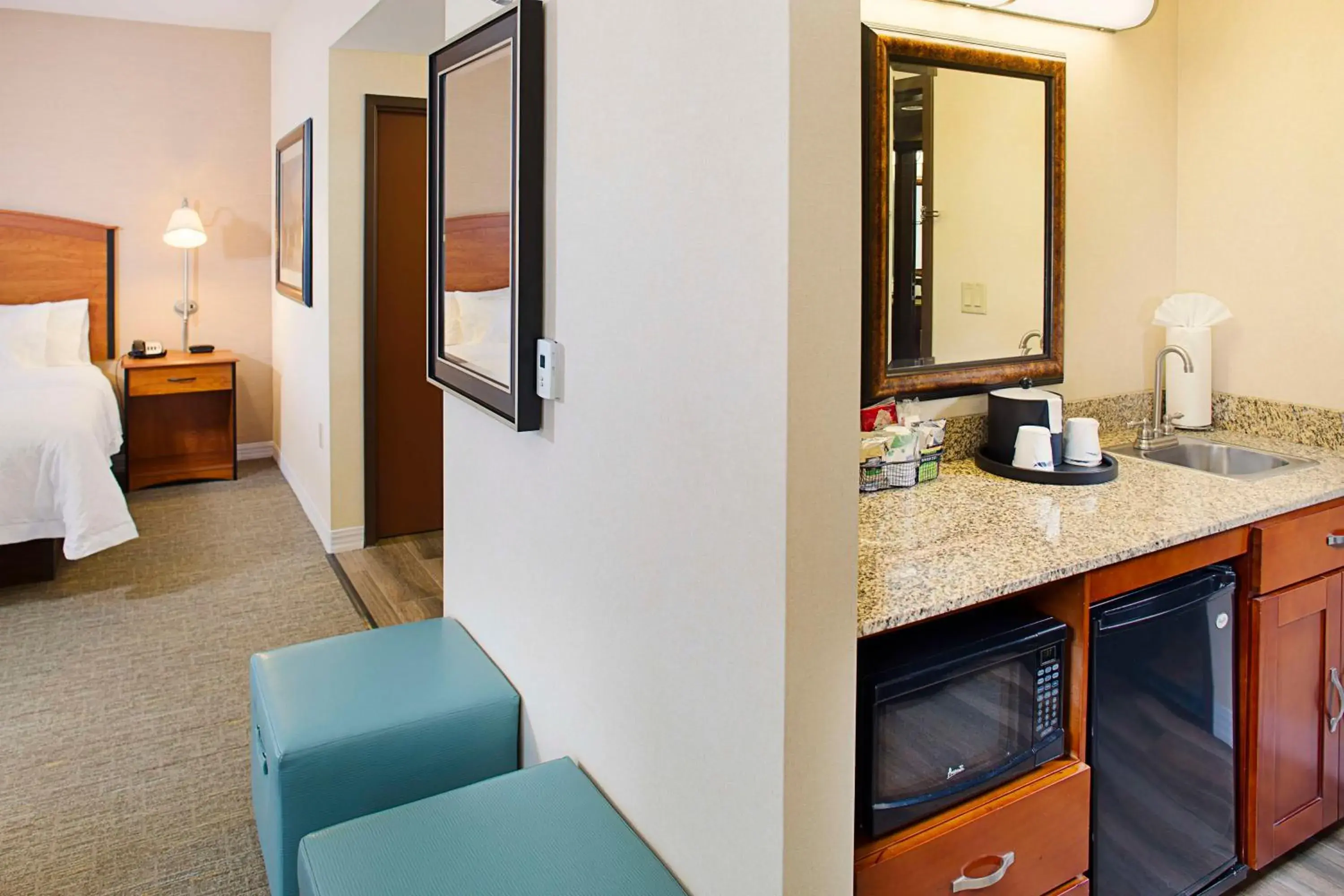 Queen Studio Suite with Two Queen Beds and Sofa Bed - Non-Smoking in Hampton Inn & Suites - Mansfield Queen Studio Suite with Two Queen Beds and Sofa Bed - Non-Smoking in Hampton Inn & Suites - Mansfield