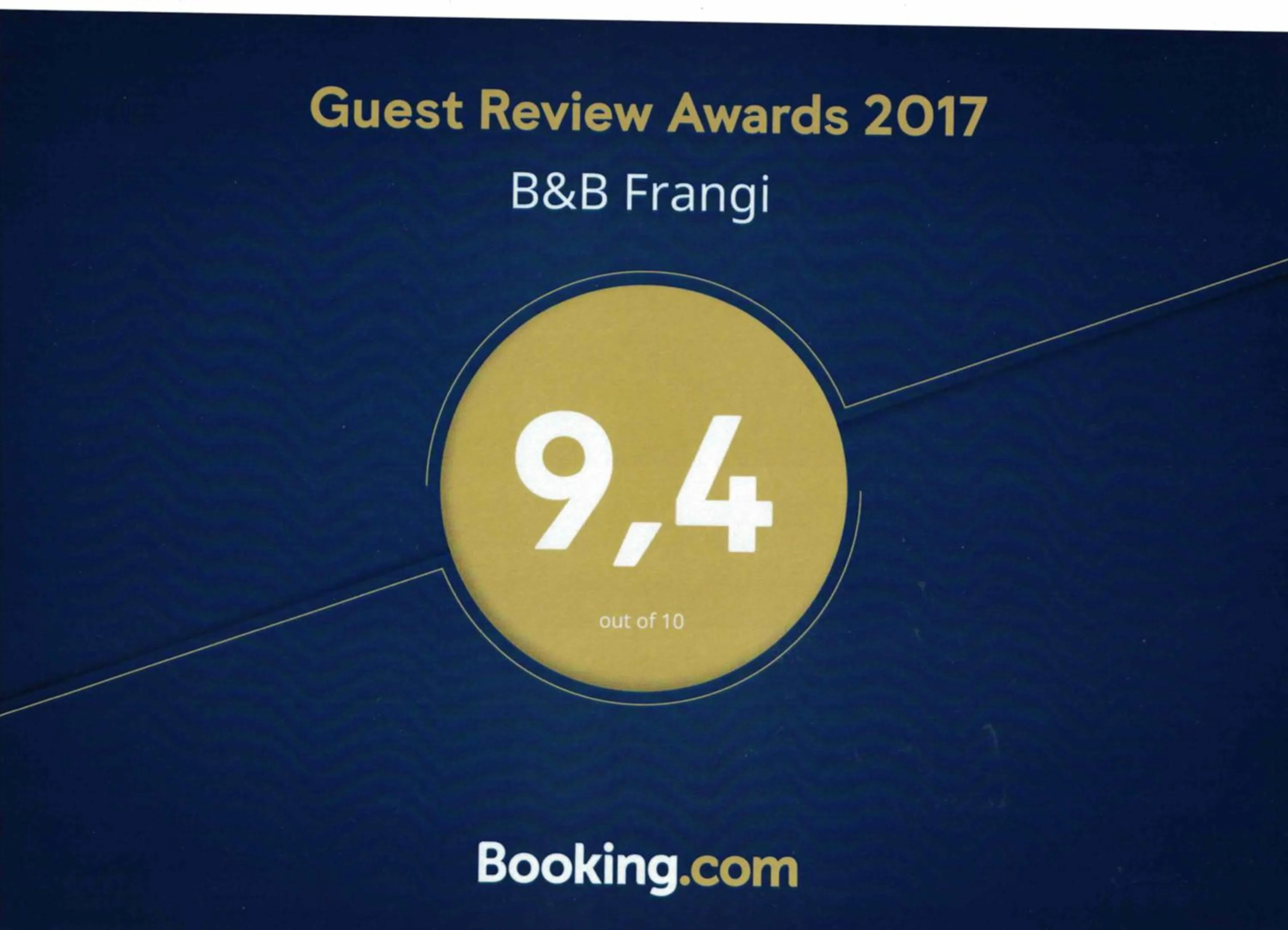 Certificate/Award in B&B Frangi