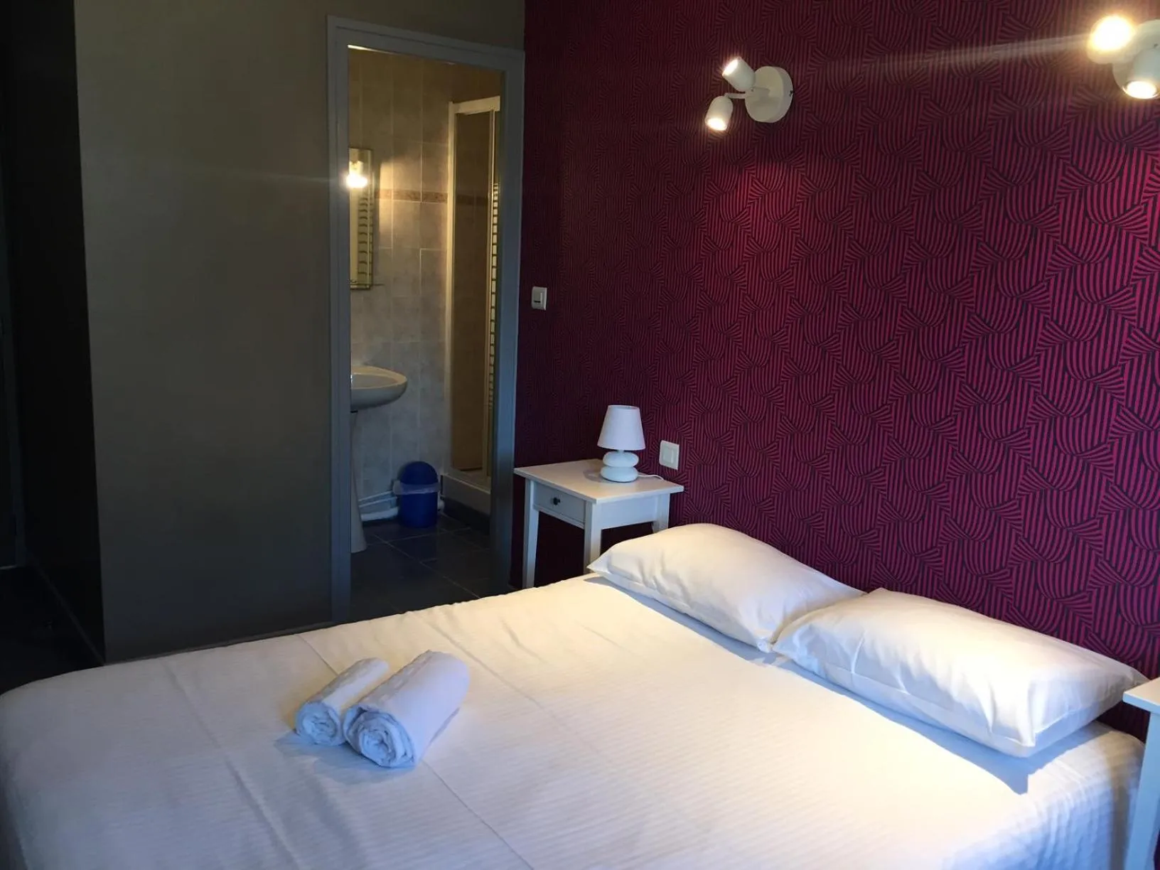 Shower, Bed in Hôtel Restaurant Logis Coté Lac