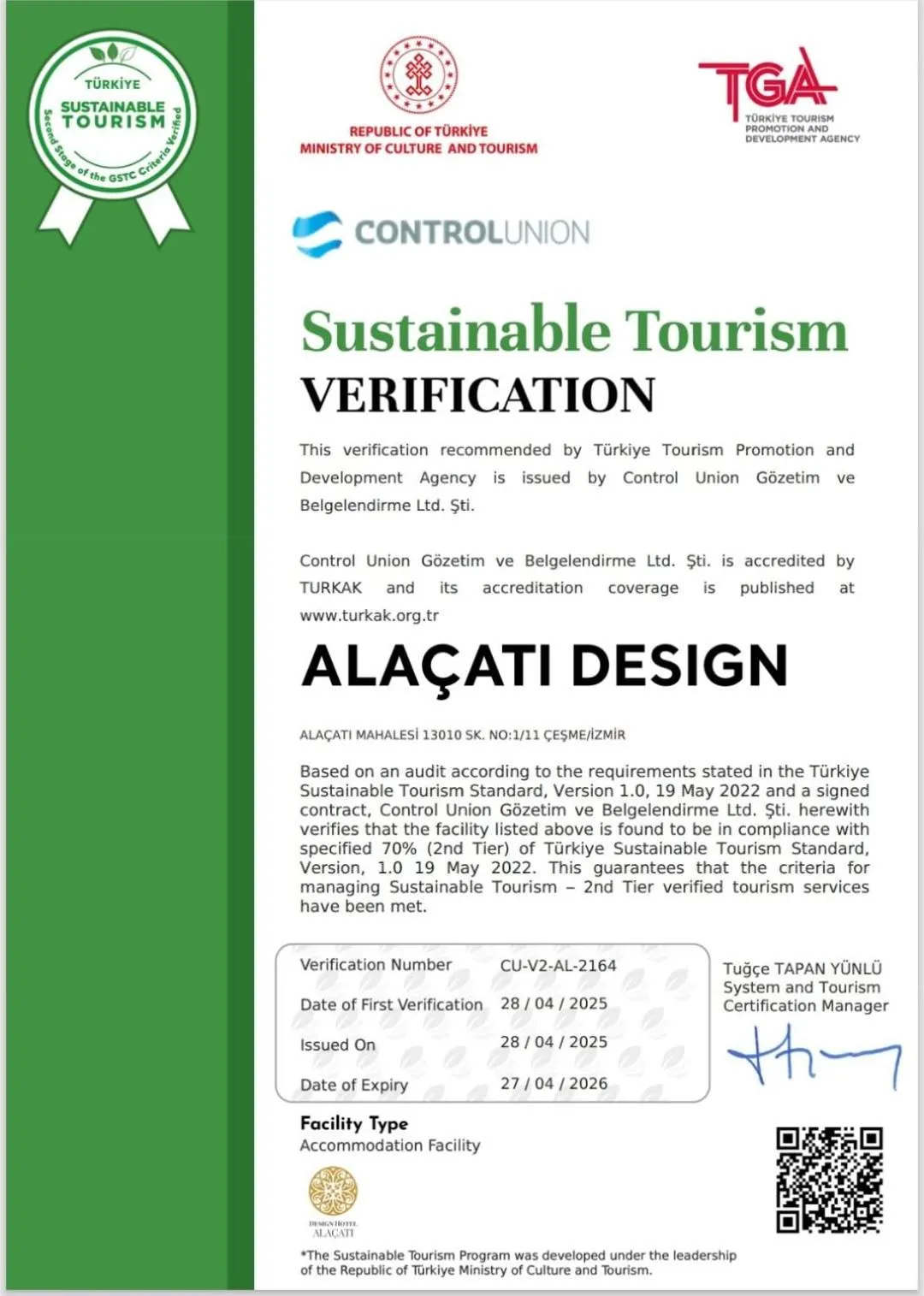 Logo/Certificate/Sign in Alaçatı The Design Hotel