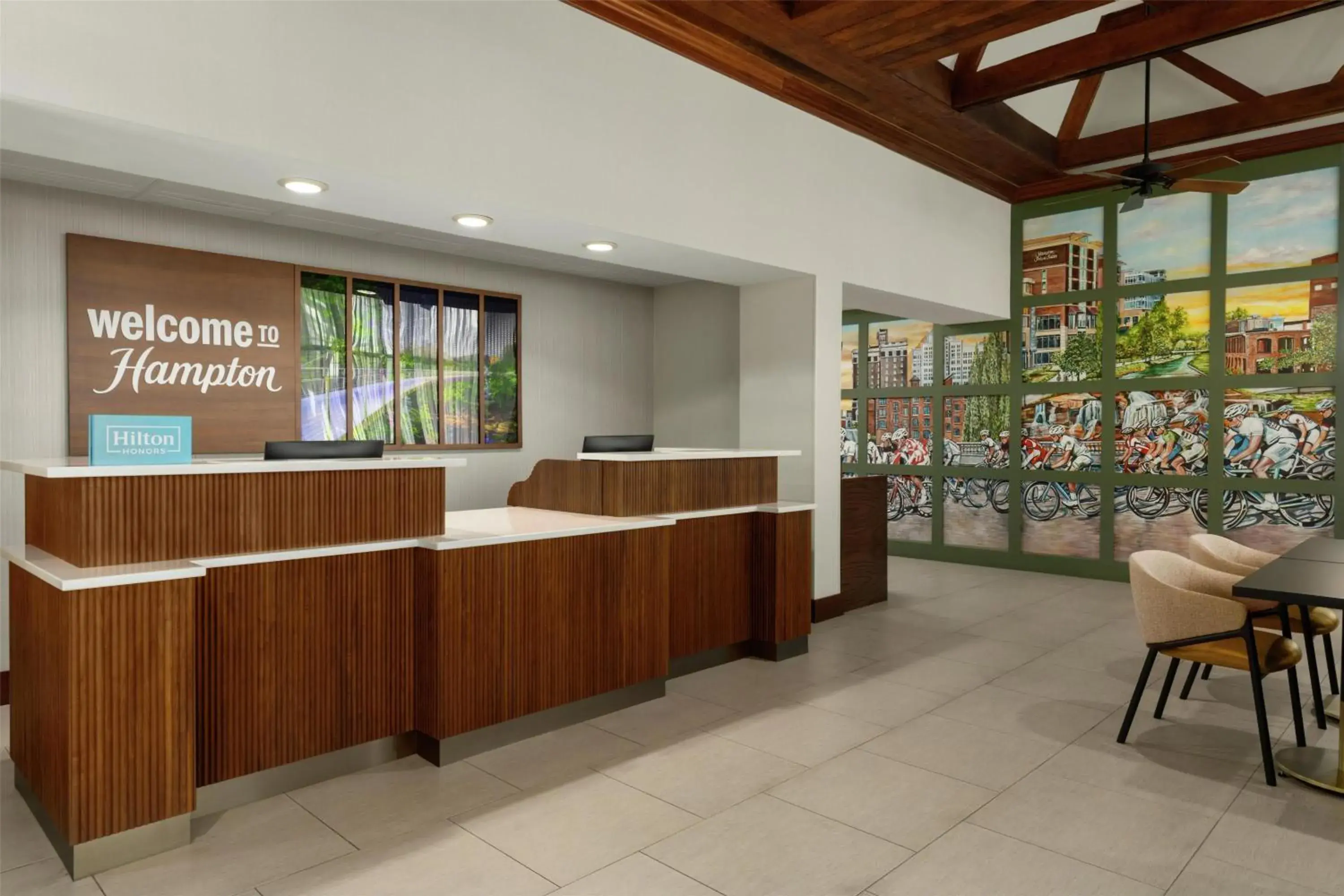 Lobby or reception in Hampton Inn & Suites Greenville-Downtown-Riverplace Lobby or reception in Hampton Inn & Suites Greenville-Downtown-Riverplace